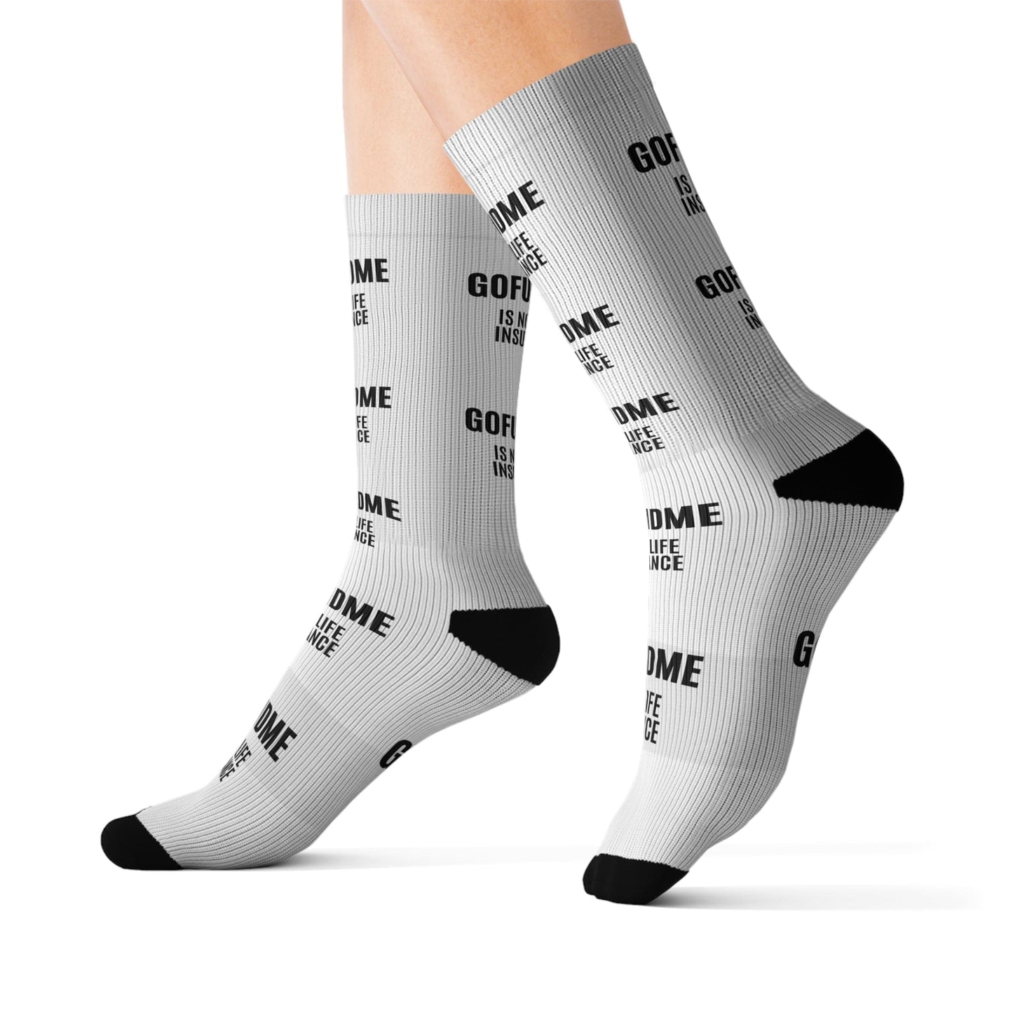 Printify All Over Prints M Go Fund Me is not Life Insurance Sublimation Socks