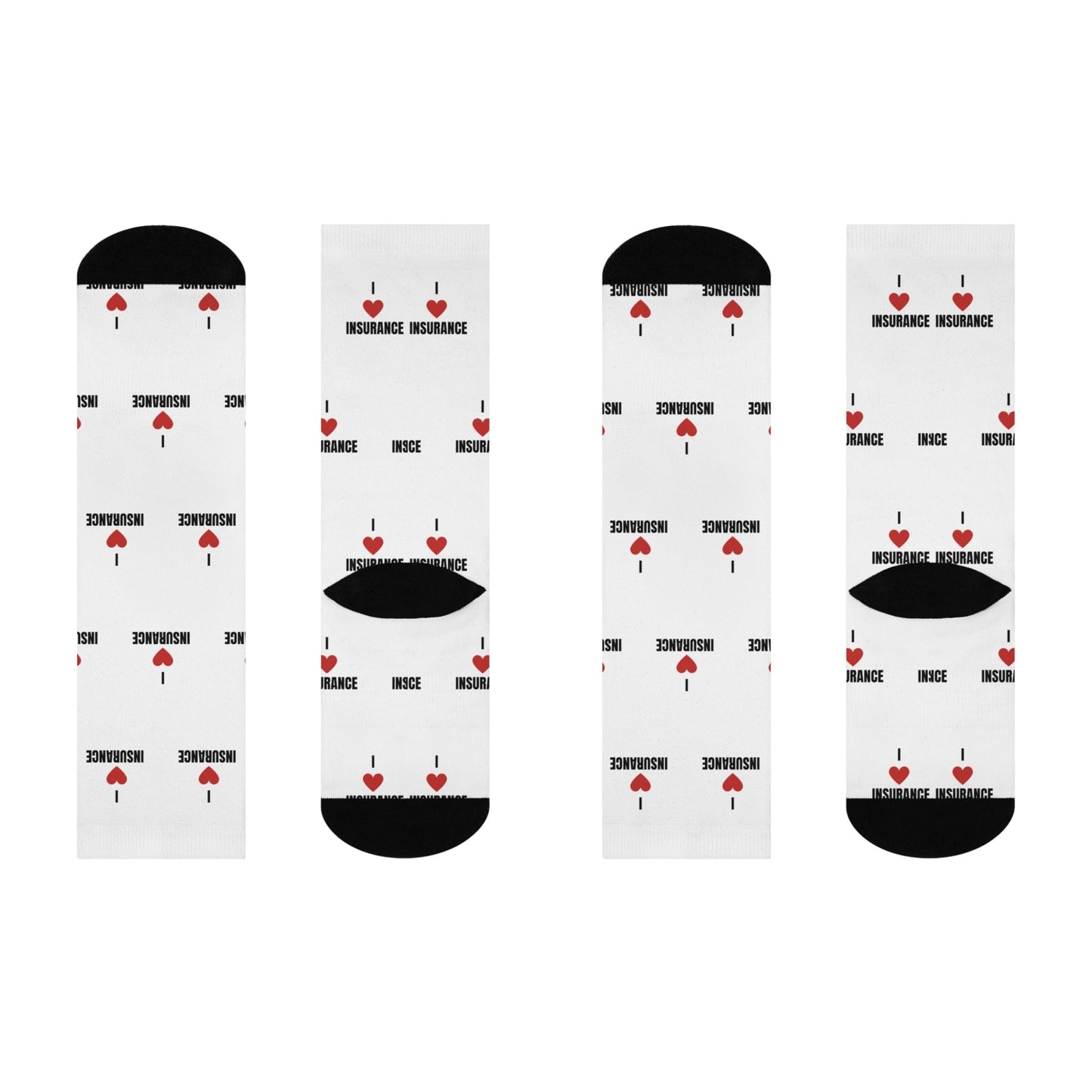 Printify All Over Prints White / One size / 3/4 Crew I Love Insurance Cushioned Crew Socks - Fun & Comfy Gift for Insurance Professionals