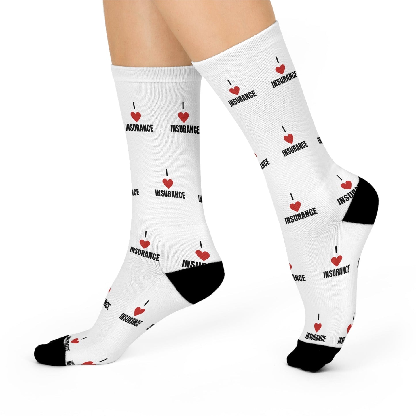 Printify All Over Prints White / One size / 3/4 Crew I Love Insurance Cushioned Crew Socks - Fun & Comfy Gift for Insurance Professionals