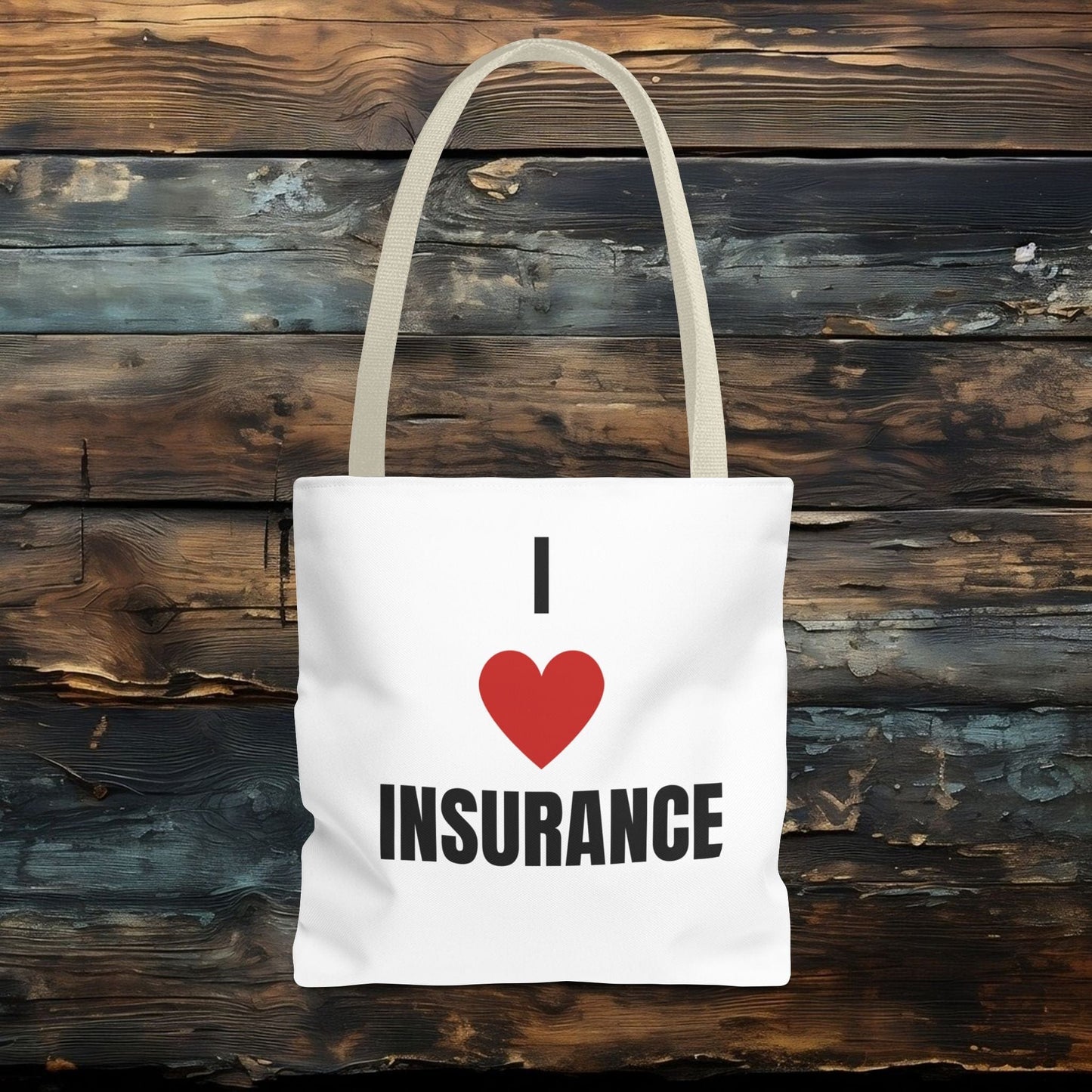 Printify Bags 13" × 13'' / Beige I Love insurance all purpose tote bag for insurance professionals