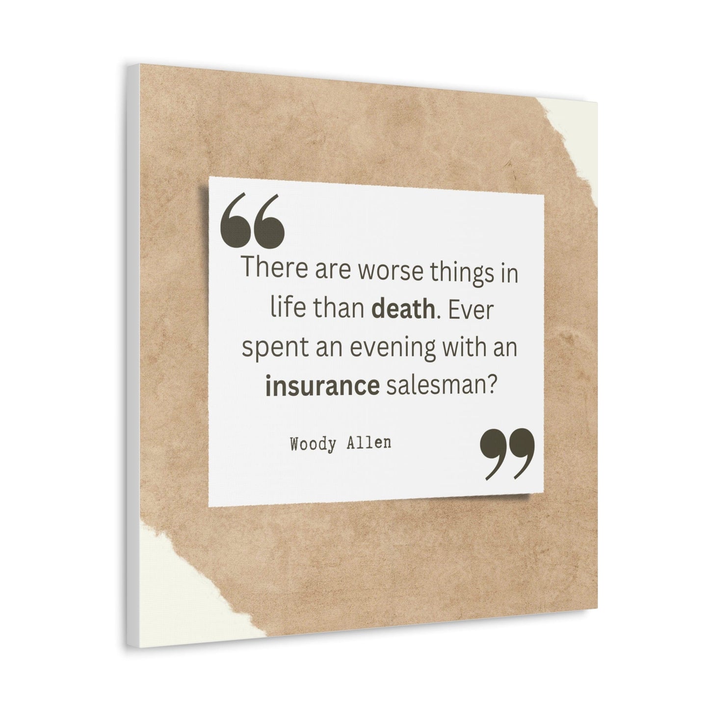 Printify Canvas There are worse things than death, insurance salesman Canvas Wall Art Gallery Wrap Funny Insurance Gift