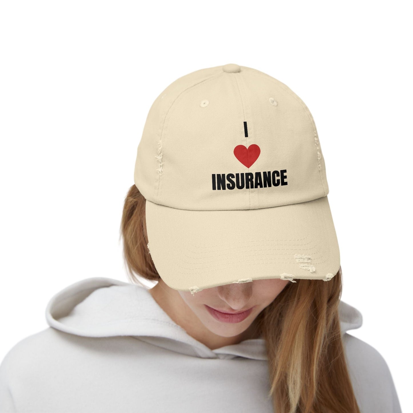 Printify Hats I love Insurance Unisex Distressed Cap