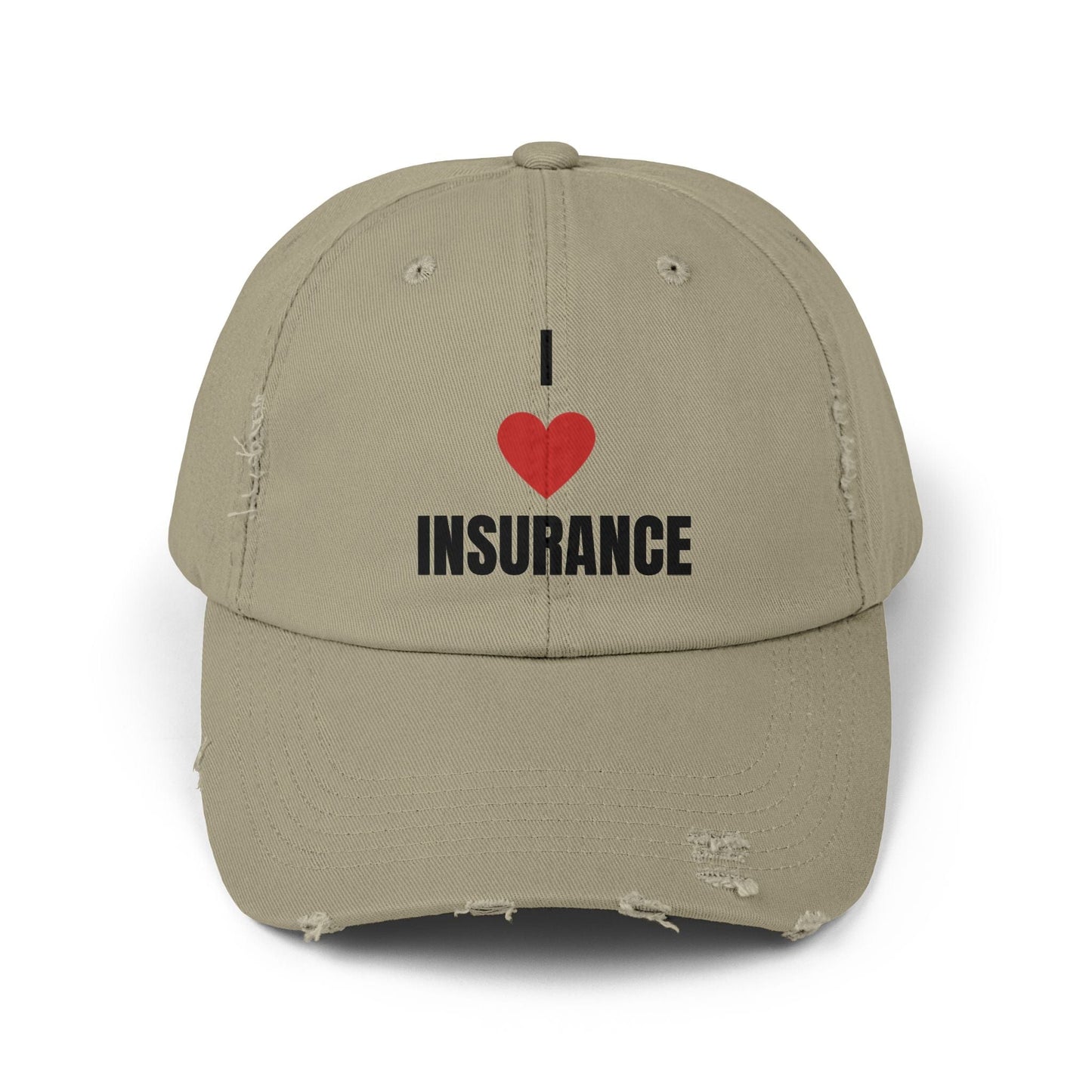 Printify Hats Light Olive / One size I love Insurance Unisex Distressed Cap