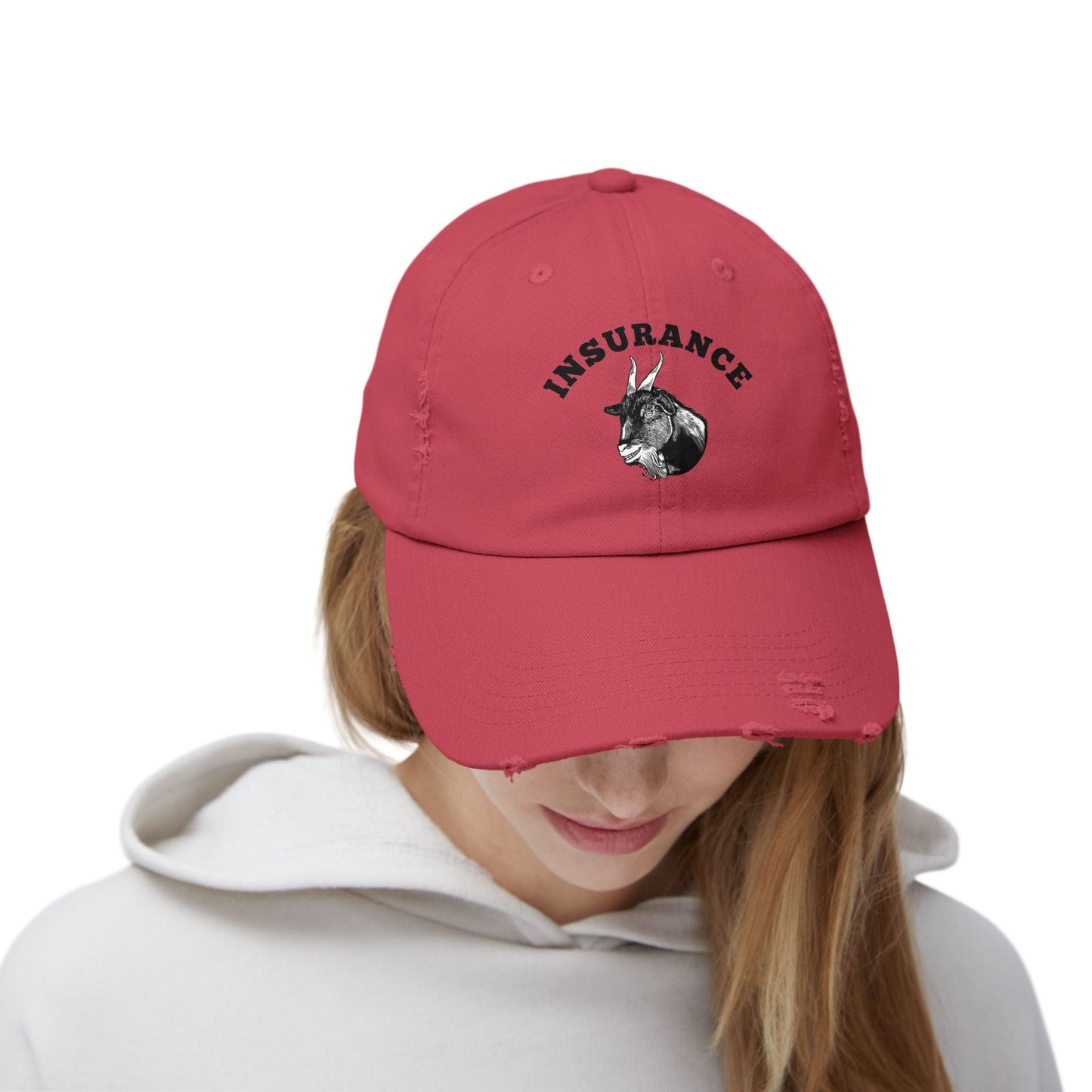 Printify Hats Insurance Goat Unisex Distressed Cap