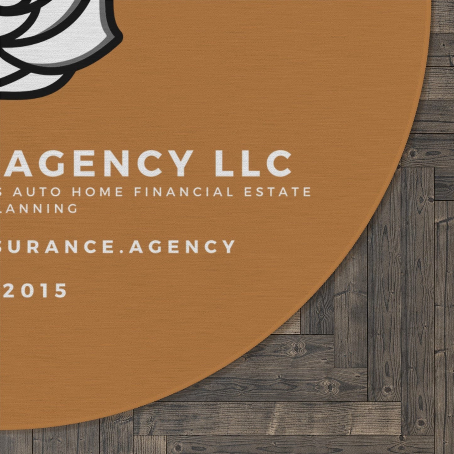 Printify Home Decor Light Brown Custom Agency Logo Rug Personalized 60 Inch Round