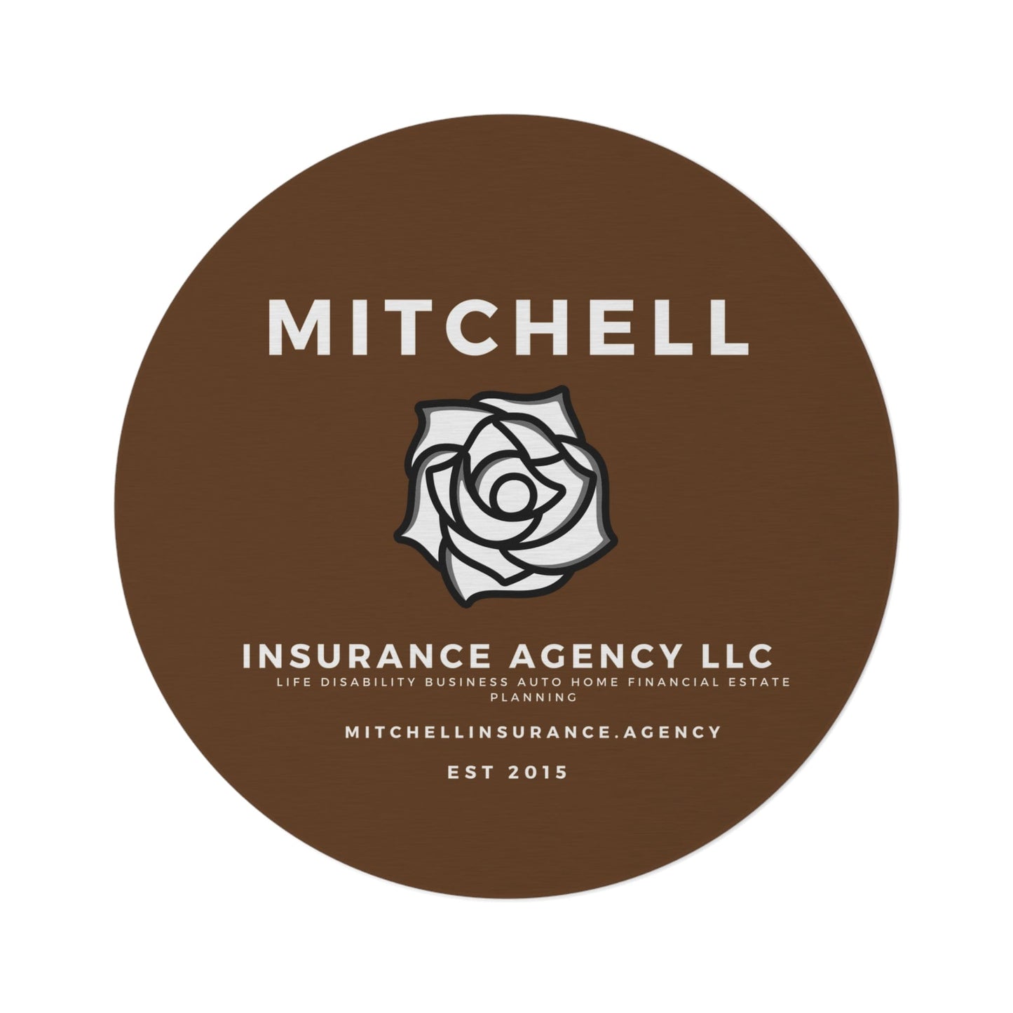 Printify Home Decor Brown Custom Agency Logo Rug Personalized 60 Inch Round