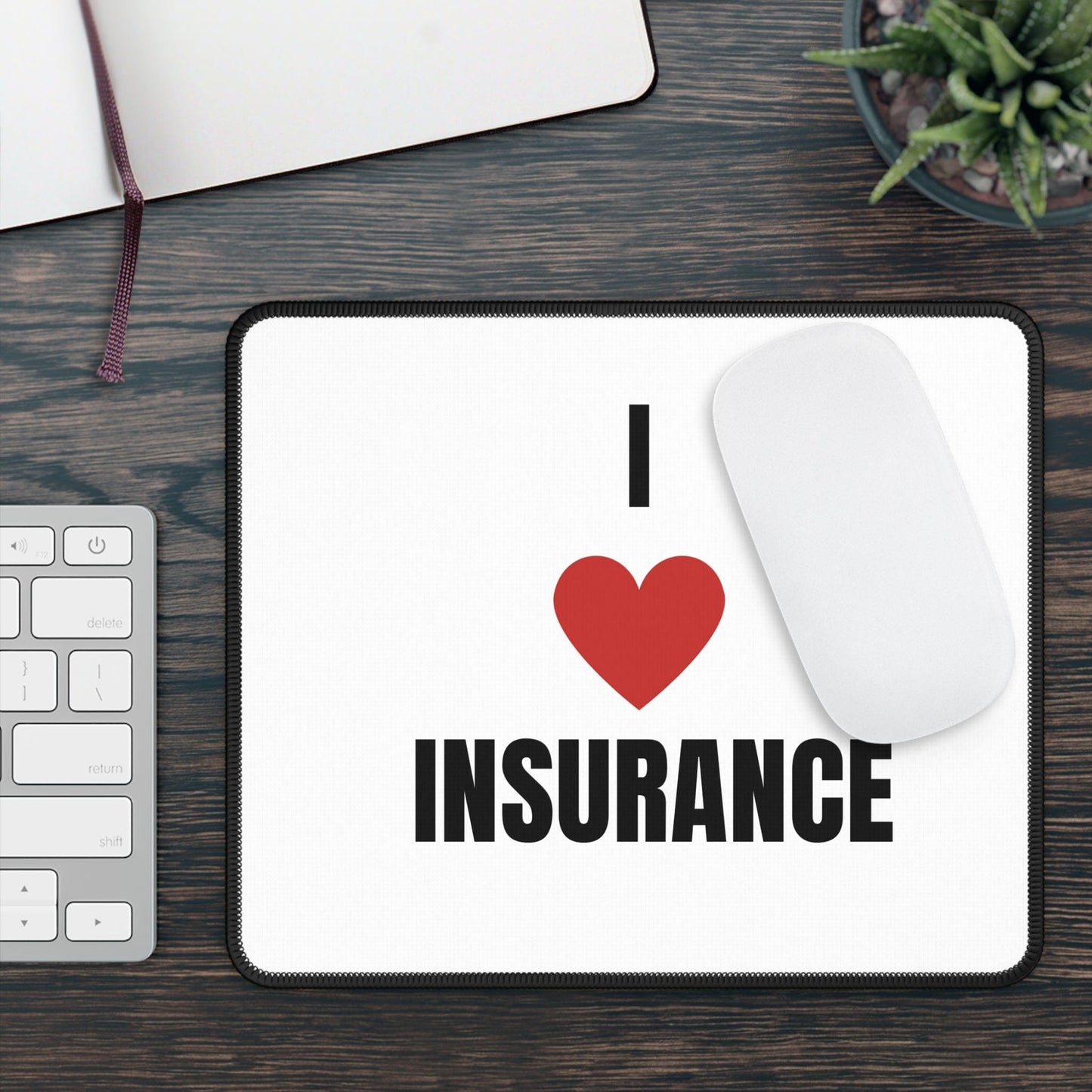 Printify Home Decor Rectangle / 9" × 7" I love insurance heavy duty office PC Mouse Pad