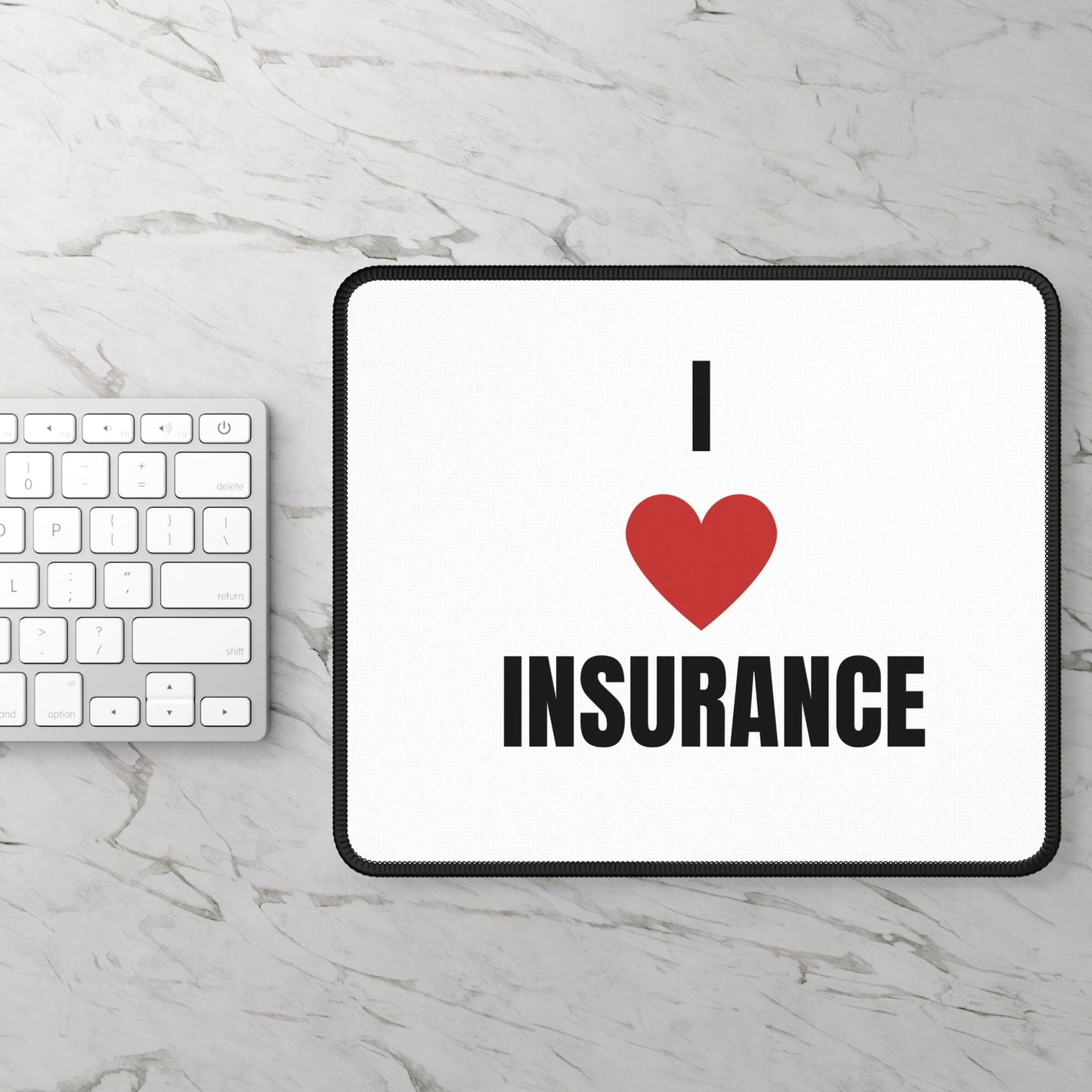 Printify Home Decor Rectangle / 9" × 7" I love insurance heavy duty office PC Mouse Pad