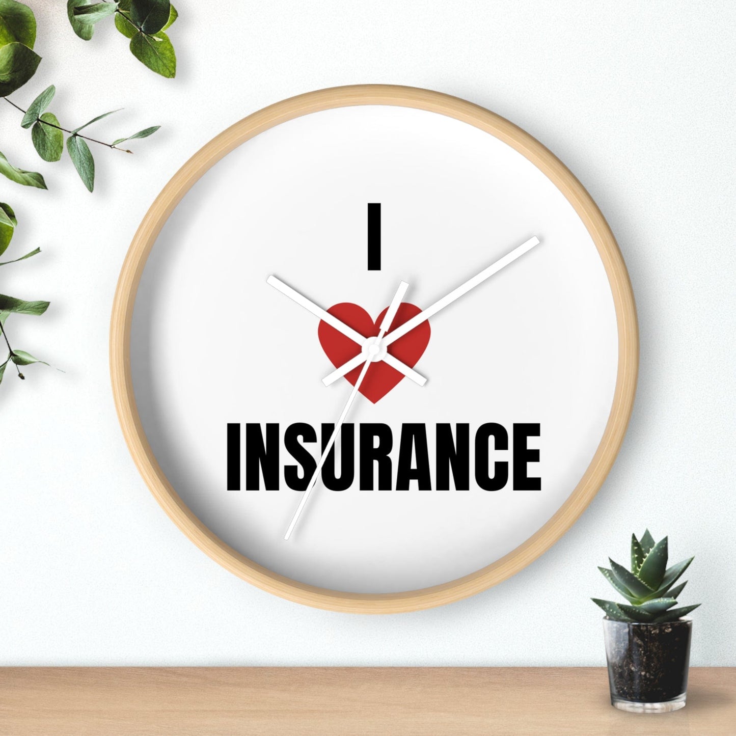 Printify Home Decor I Love Insurance Wall Clock - Unique Office Decor for Insurance Professionals