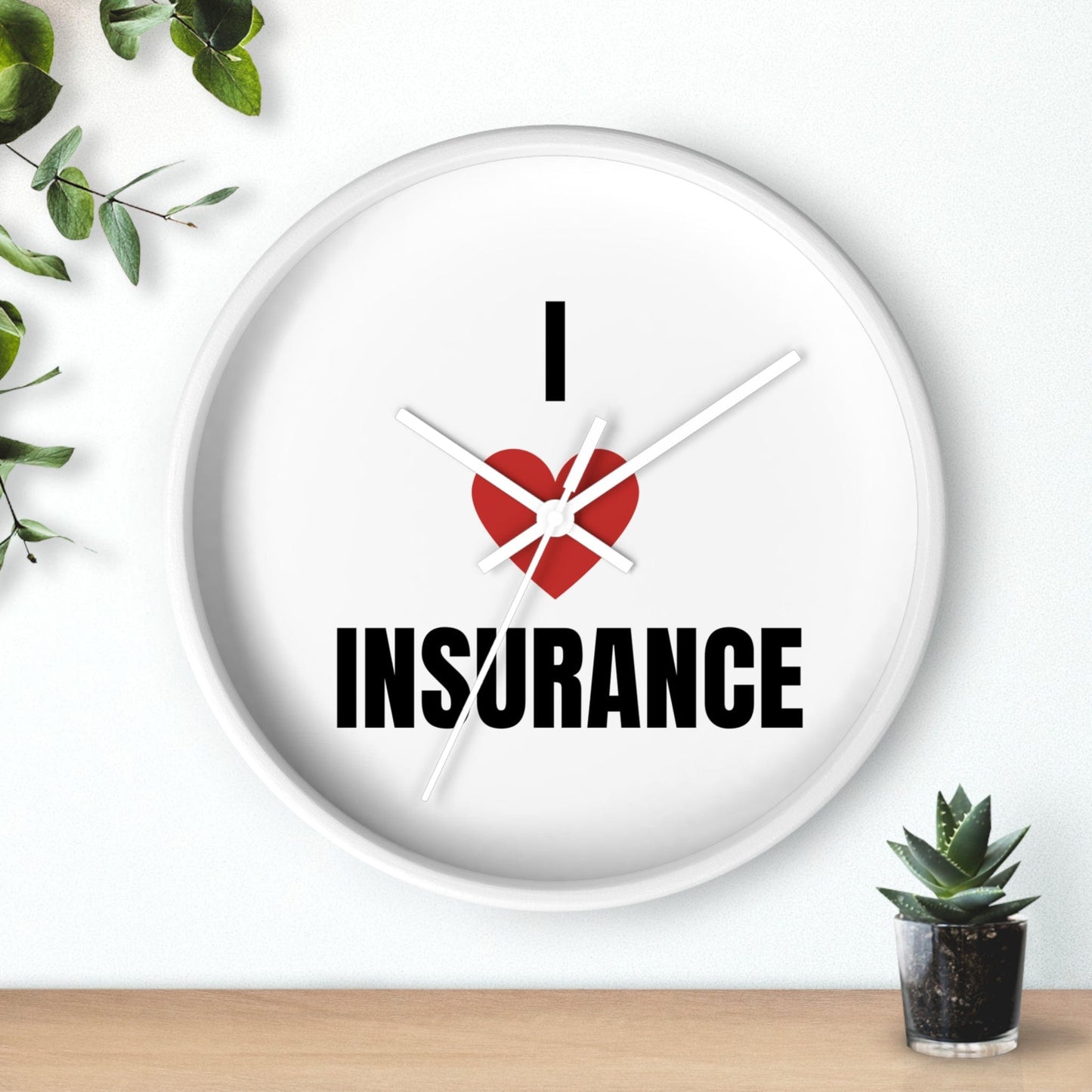 Printify Home Decor I Love Insurance Wall Clock - Unique Office Decor for Insurance Professionals