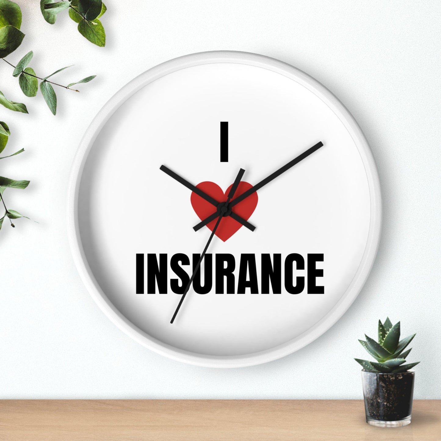 Printify Home Decor I Love Insurance Wall Clock - Unique Office Decor for Insurance Professionals