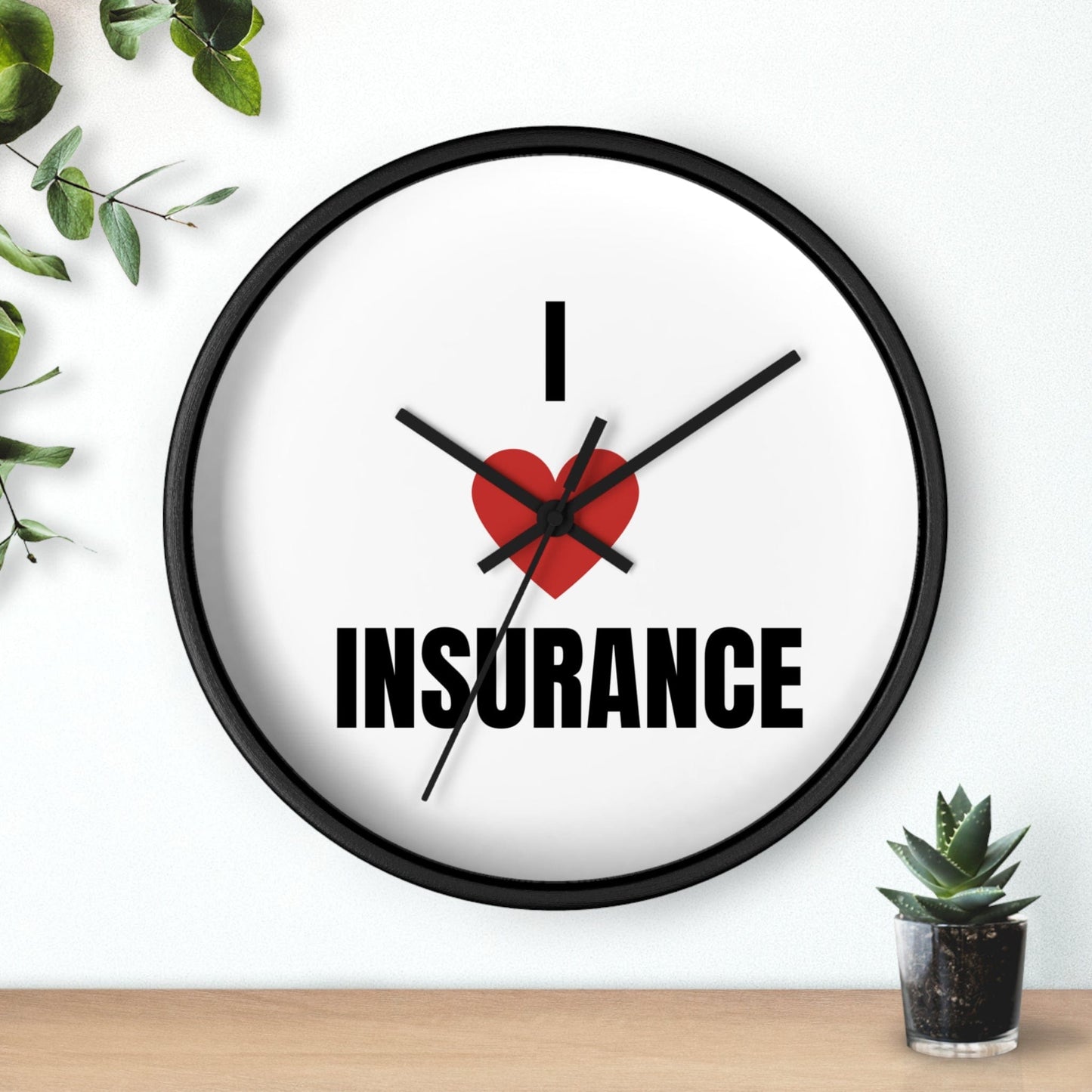 Printify Home Decor I Love Insurance Wall Clock - Unique Office Decor for Insurance Professionals