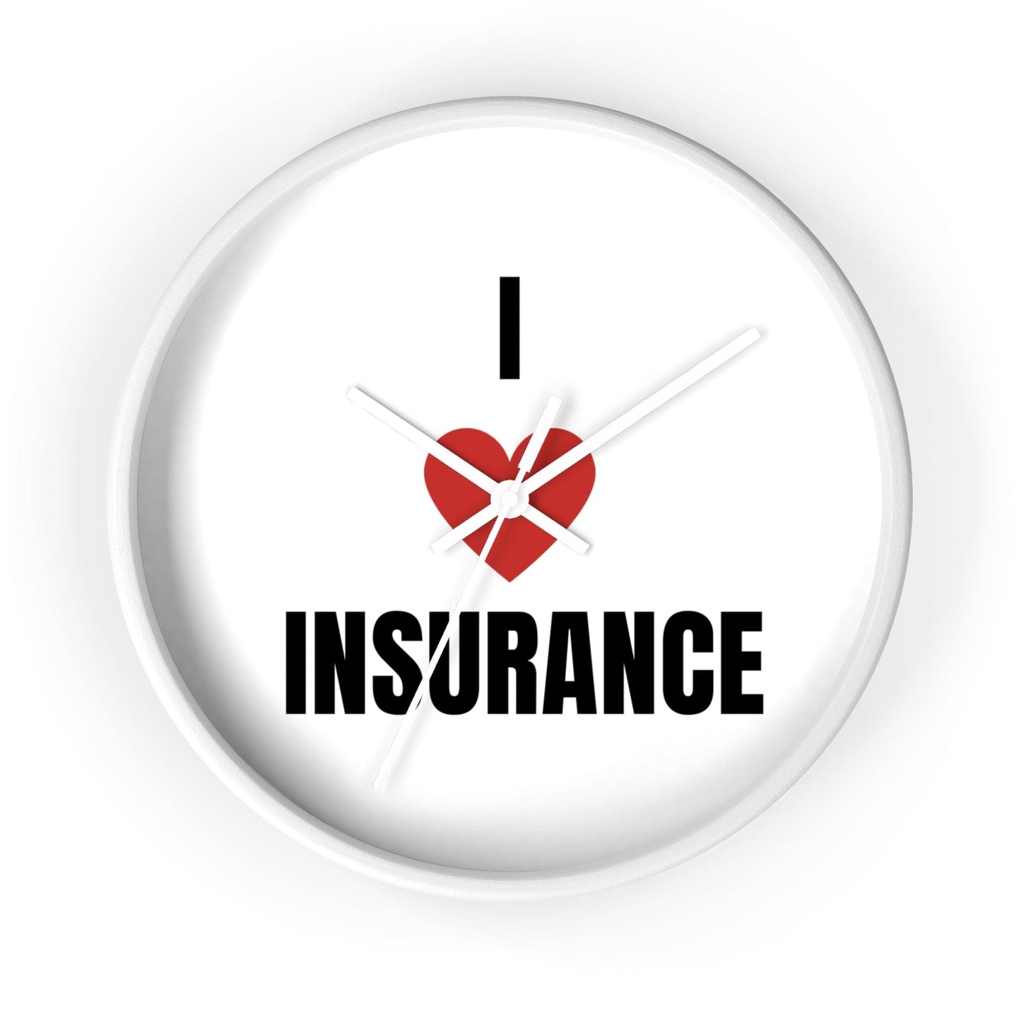 Printify Home Decor White Base / White / 10" I Love Insurance Wall Clock - Unique Office Decor for Insurance Professionals