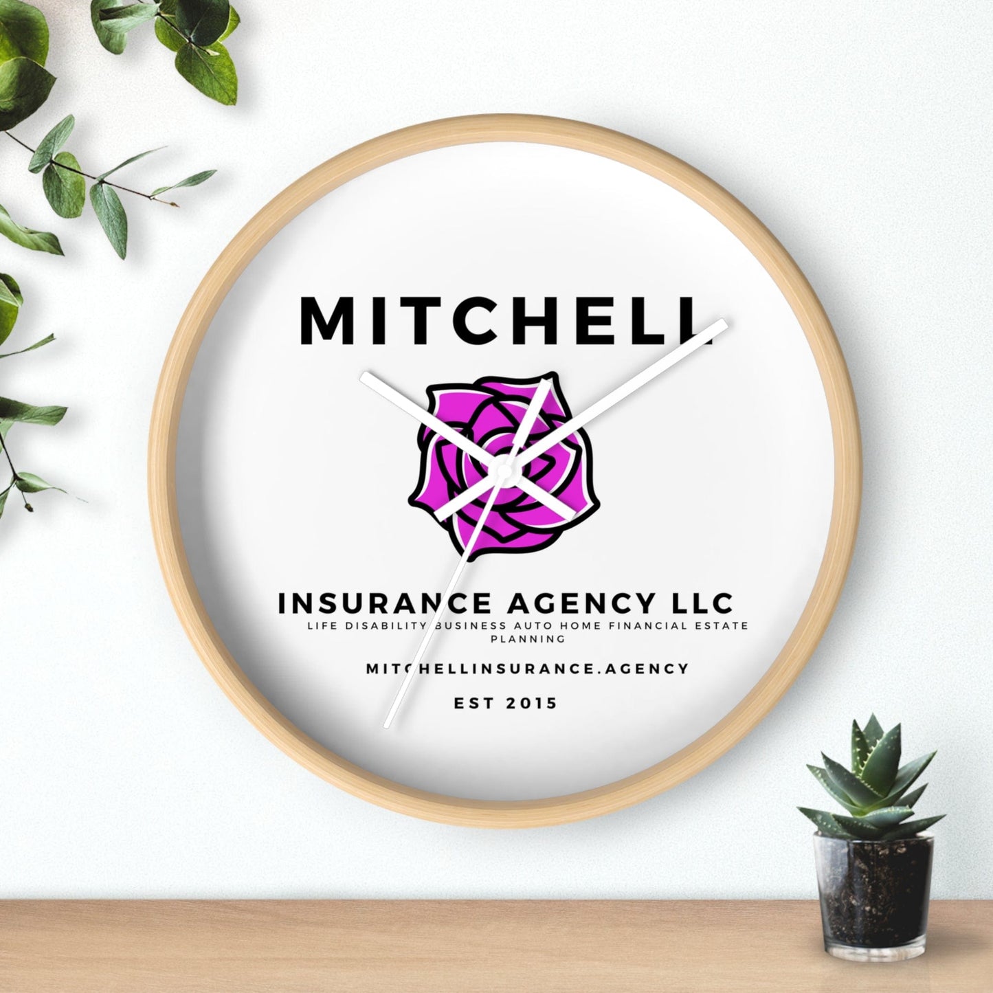 Printify Home Decor Your Custom Insurance Agency Logo Wall Clock - Personalized Office Decor