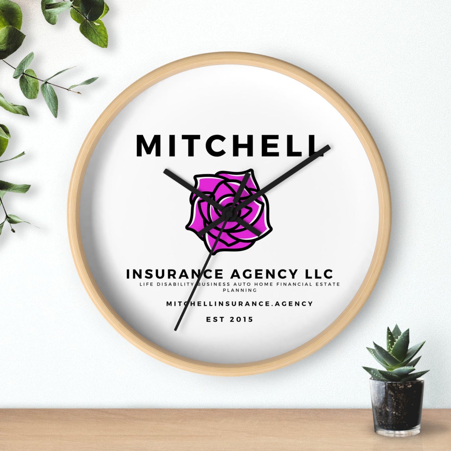 Printify Home Decor Your Custom Insurance Agency Logo Wall Clock - Personalized Office Decor