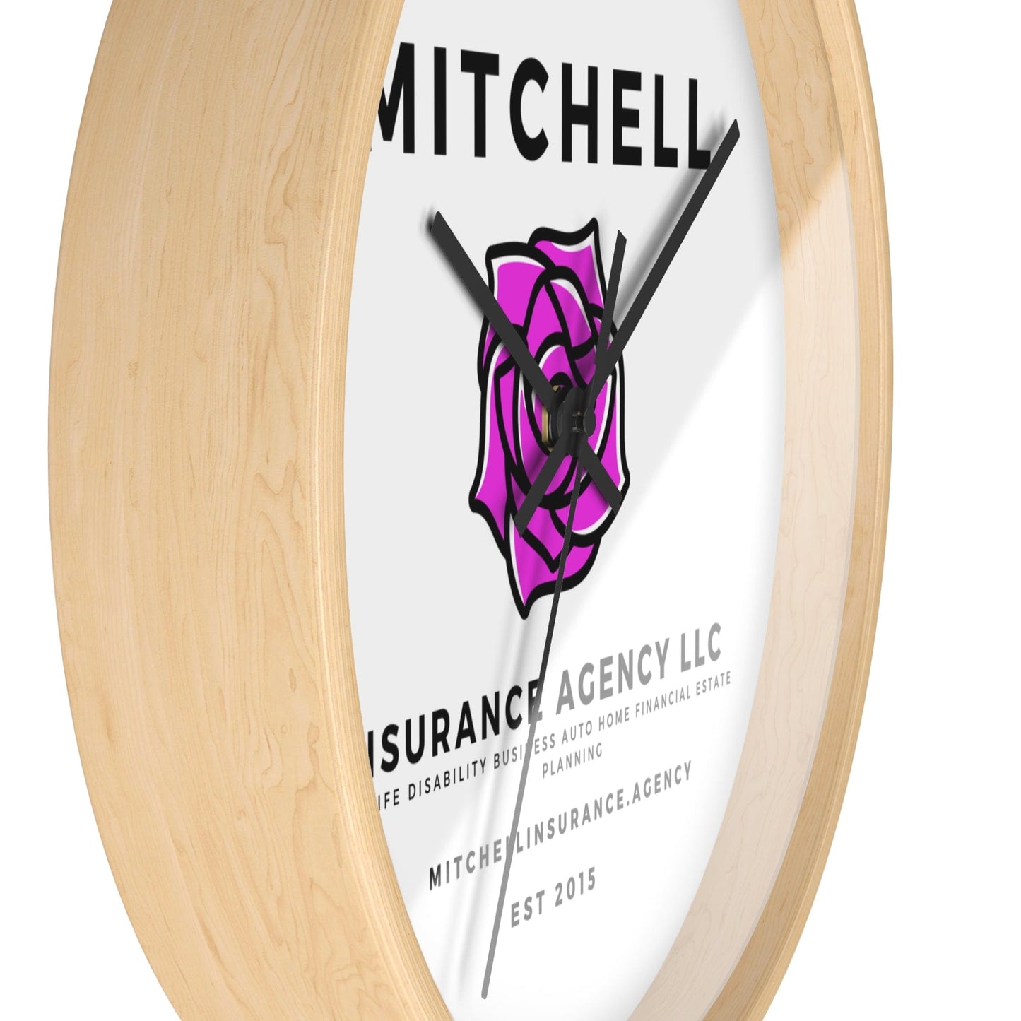 Printify Home Decor Your Custom Insurance Agency Logo Wall Clock - Personalized Office Decor