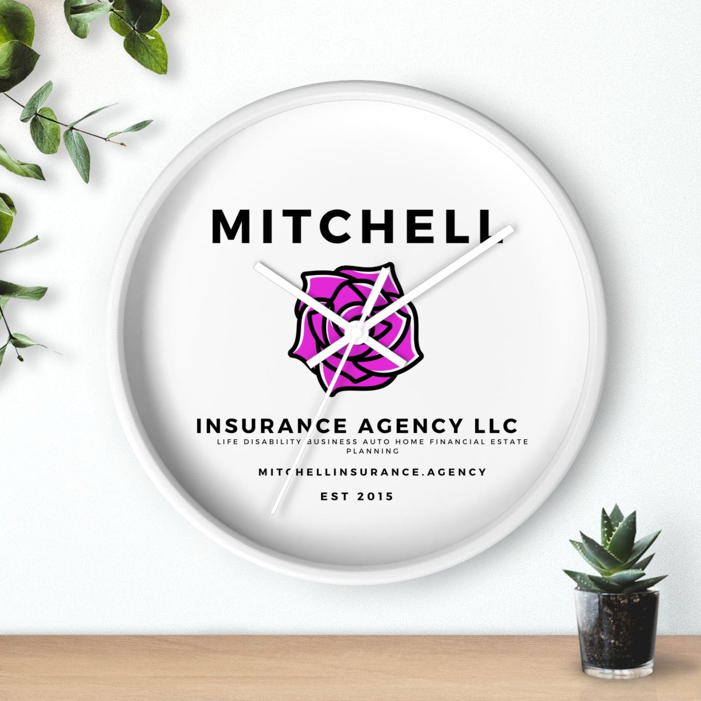 Printify Home Decor Your Custom Insurance Agency Logo Wall Clock - Personalized Office Decor