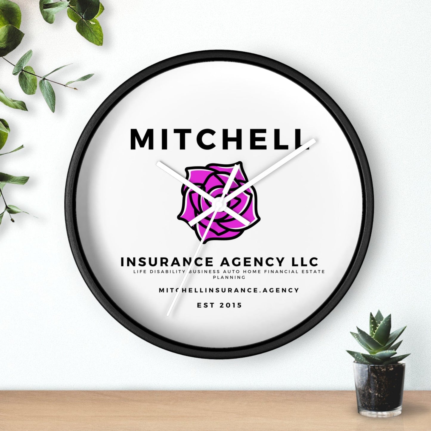 Printify Home Decor Your Custom Insurance Agency Logo Wall Clock - Personalized Office Decor