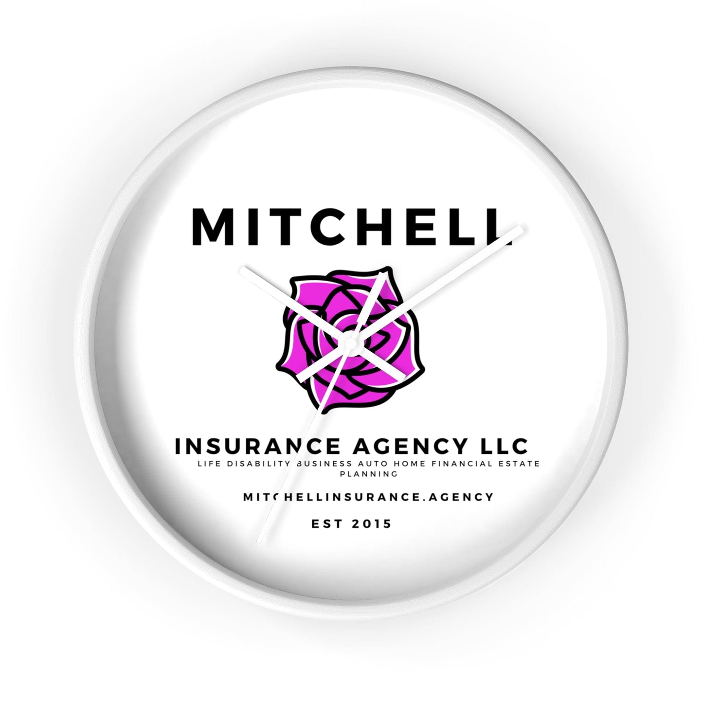 Printify Home Decor White Base / White / 10" Your Custom Insurance Agency Logo Wall Clock - Personalized Office Decor