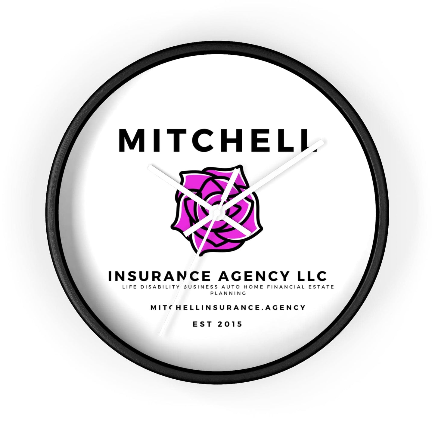 Printify Home Decor Black Base / White / 10" Your Custom Insurance Agency Logo Wall Clock - Personalized Office Decor