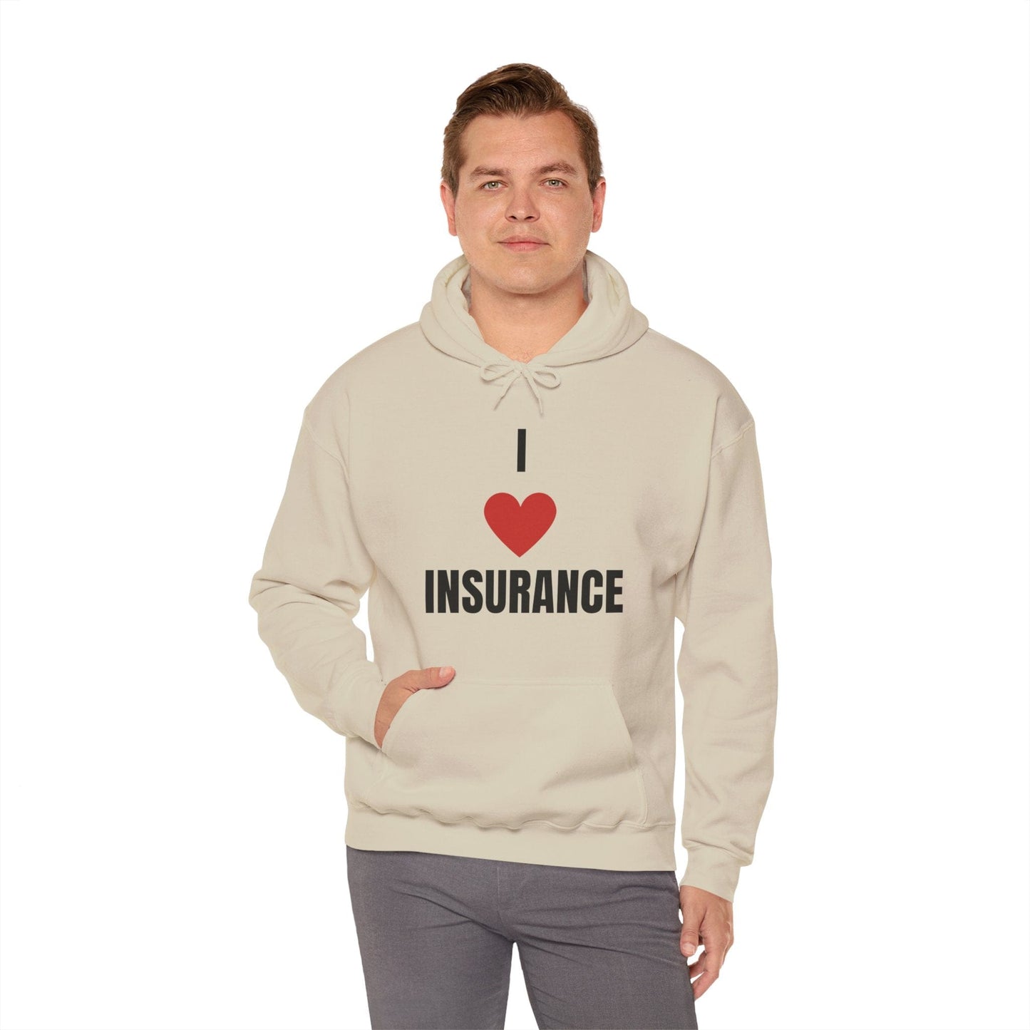 Printify Hoodie I love insurance hoodie for insurance agents, underwriters and claims adjusters