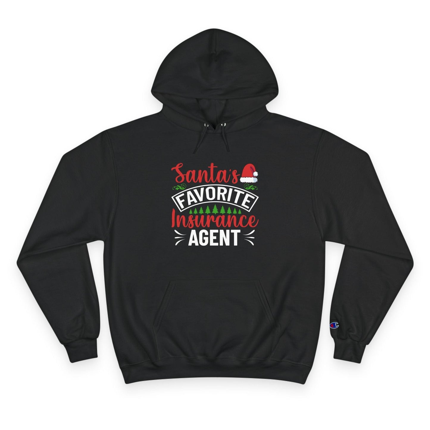 Printify Hoodie Black / S Santas Favorite Insurance Agent Champion Hoodie Holiday Gift