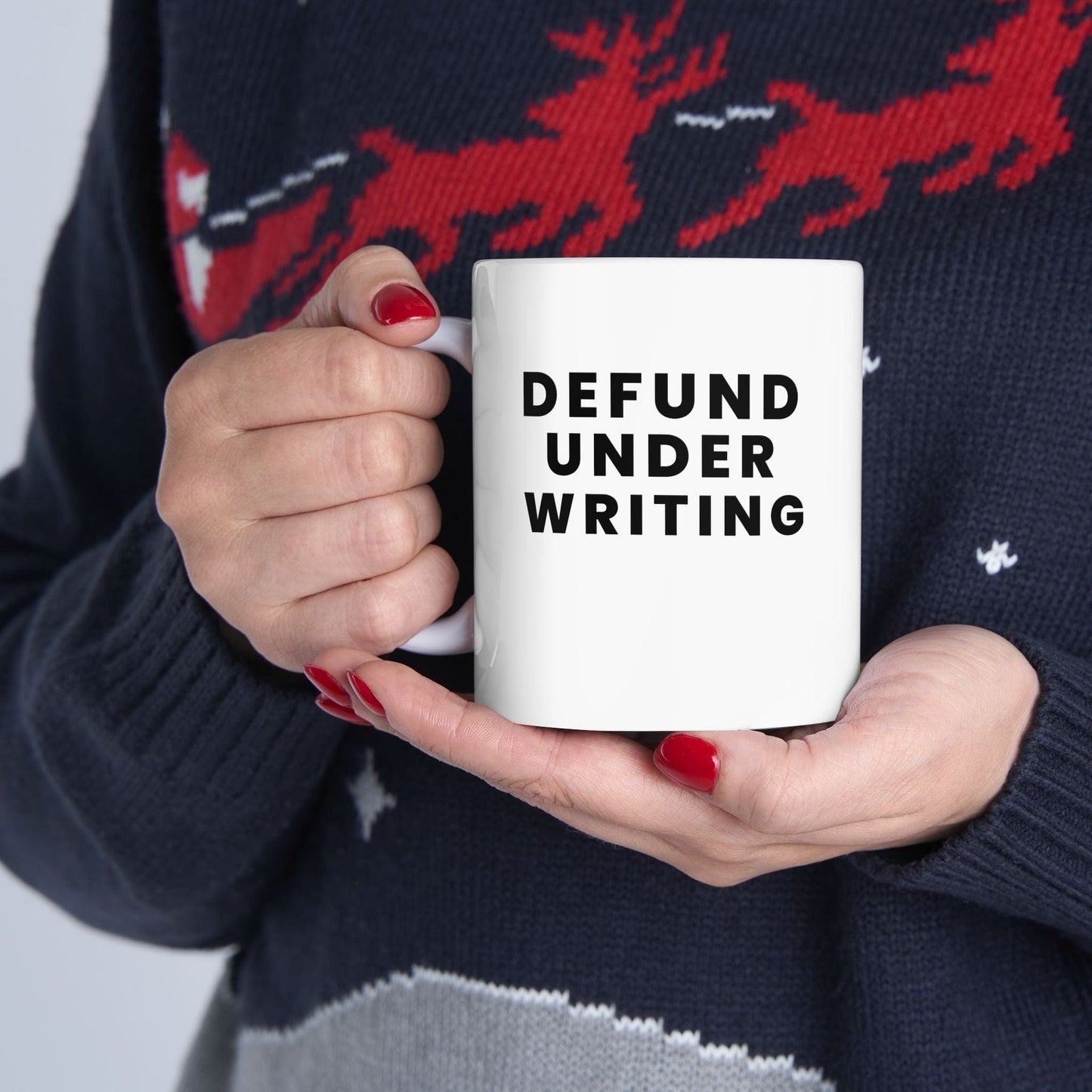 Printify Mug 11oz Defund Underwriting Funny Insurance Coffee Ceramic Mug, 11oz