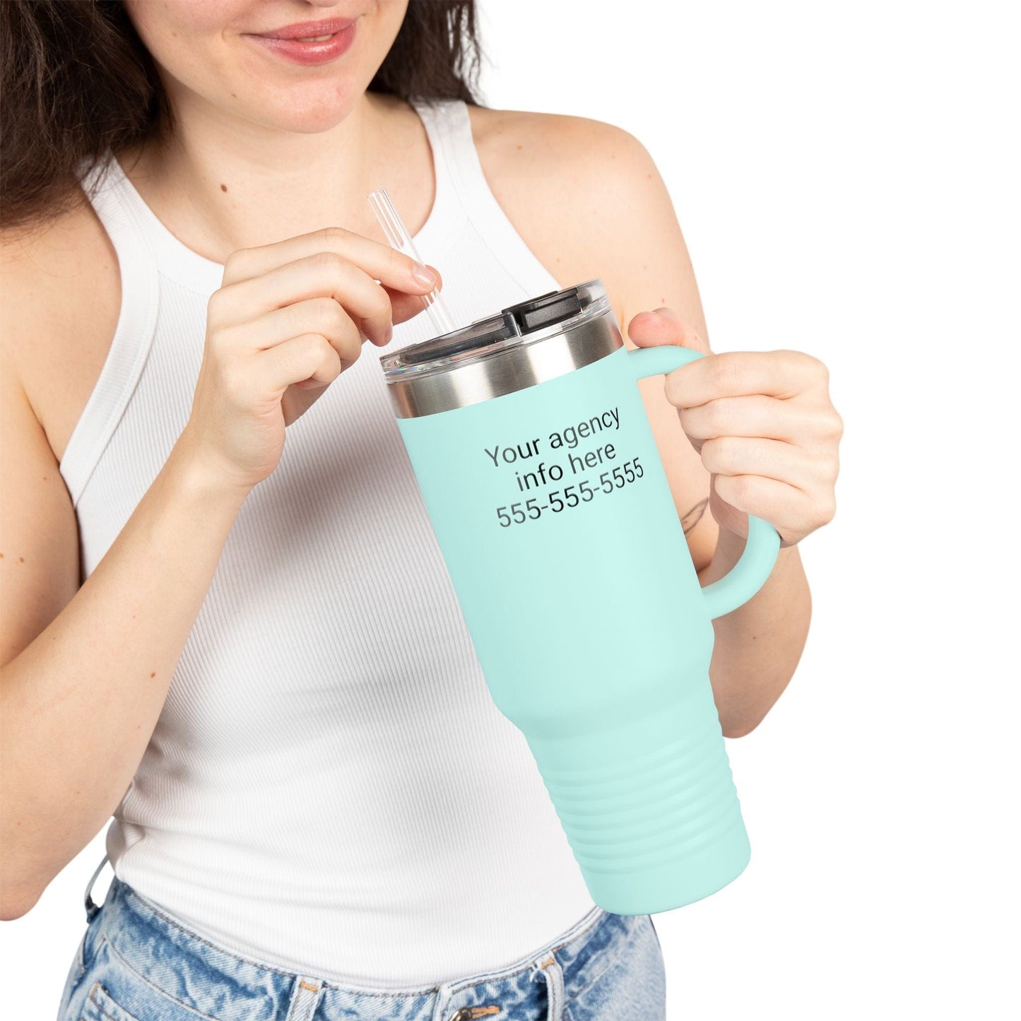 Printify Mug I love insurance personalized agency Insulated Travel Mug, 40oz