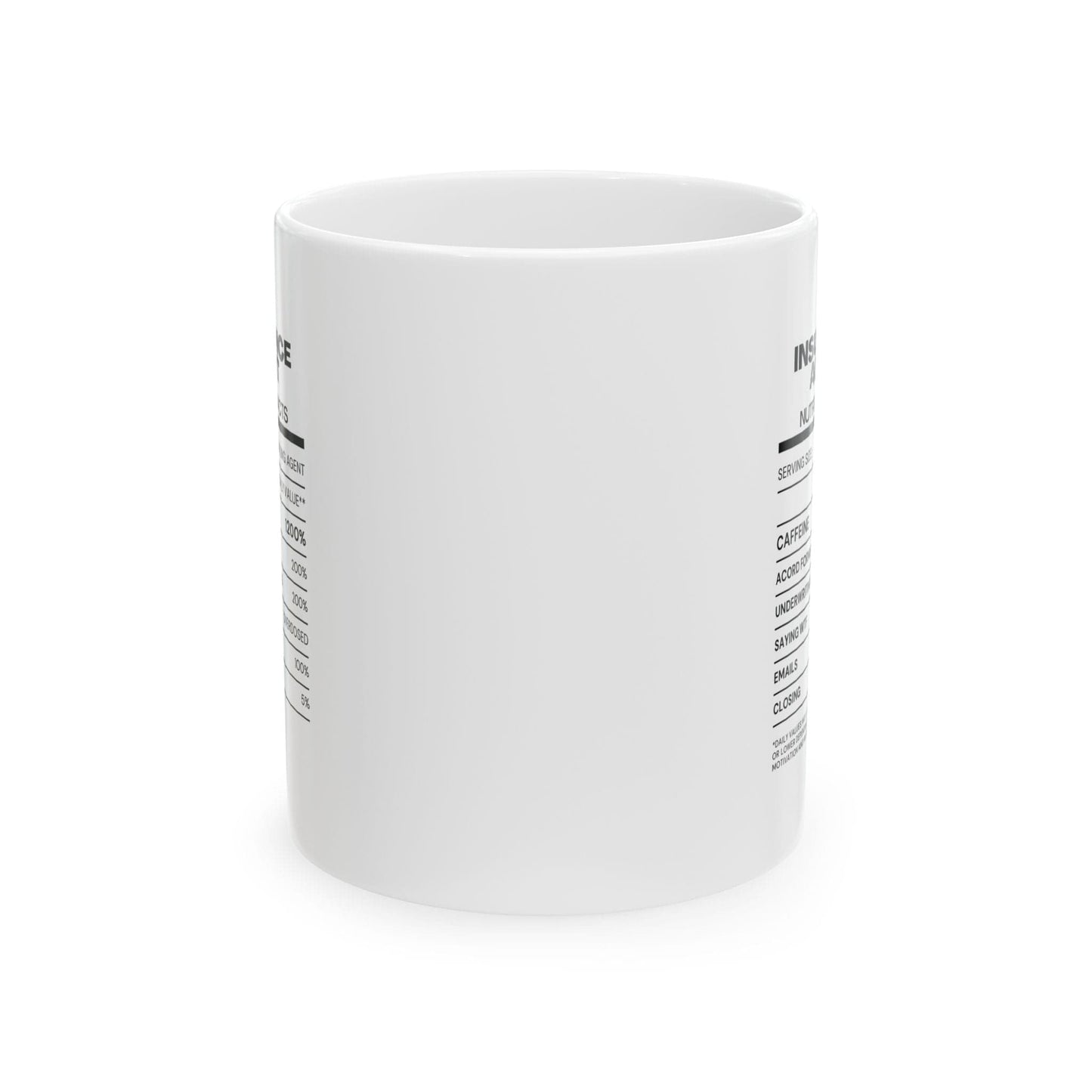 Printify Mug 11oz Nutrition Info for Insurance Agents coffee mug funny insurance agent joke gift
