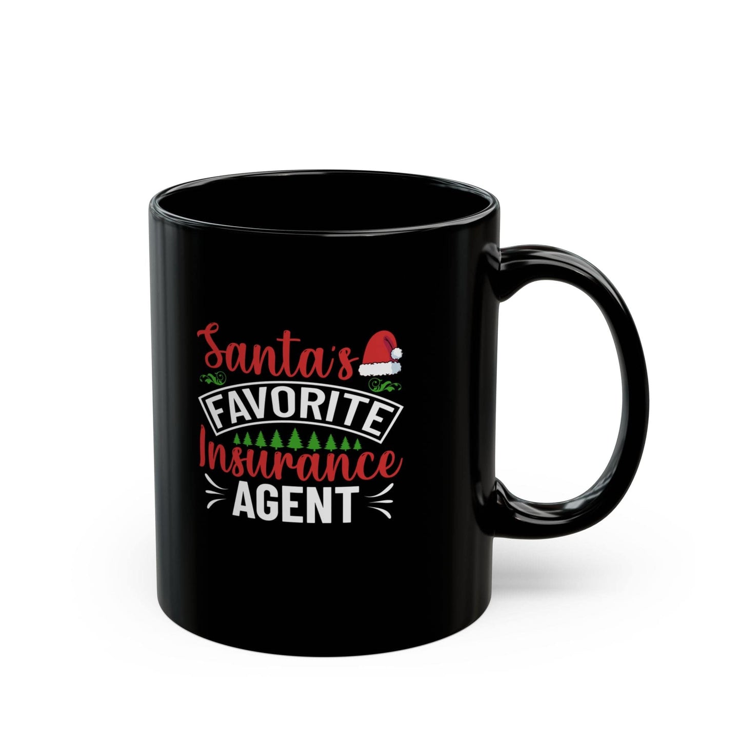 Printify Mug 11oz Santas Favorite Insurance Agent Black Coffee Mug Holiday Gift