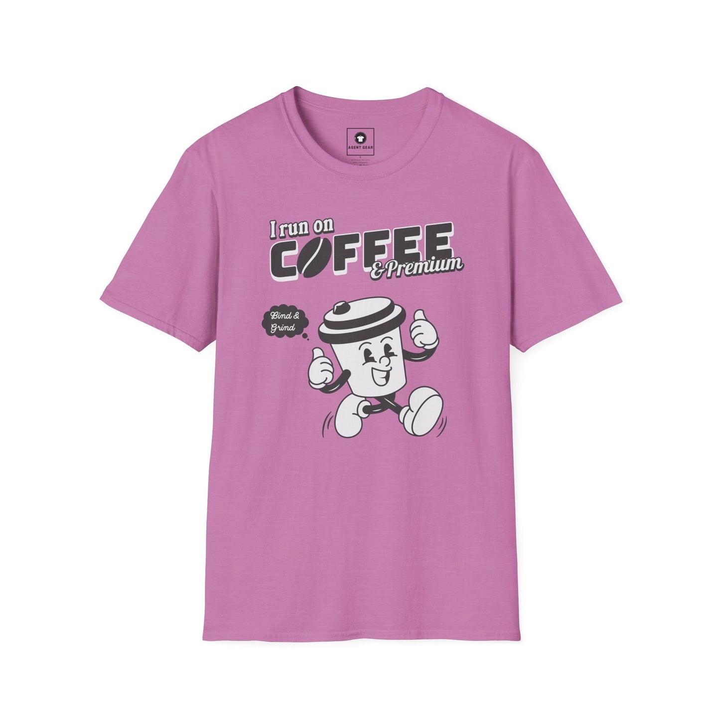 Printify T-Shirt S / Heather Radiant Orchid Insurance agents run on coffee and premium retro vintage t shirt soft heathered