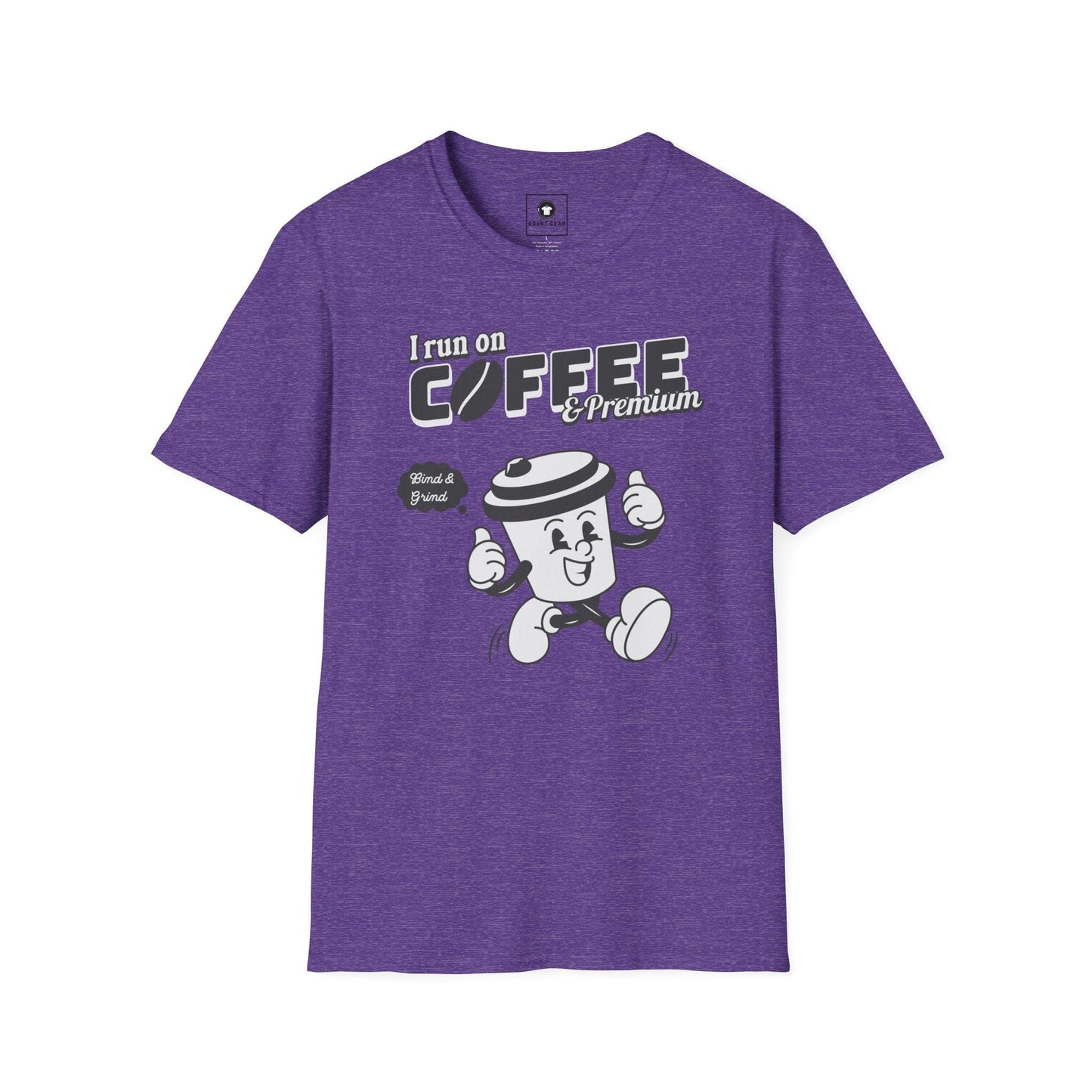 Printify T-Shirt S / Heather Purple Insurance agents run on coffee and premium retro vintage t shirt soft heathered