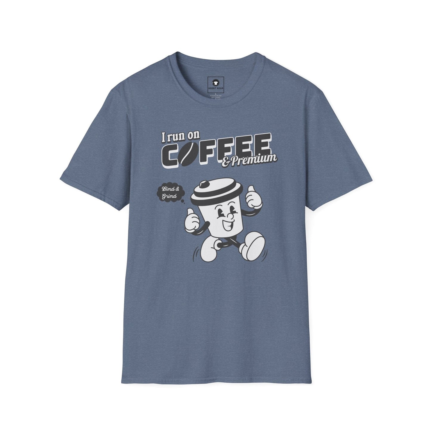 Printify T-Shirt S / Heather Indigo Insurance agents run on coffee and premium retro vintage t shirt soft heathered