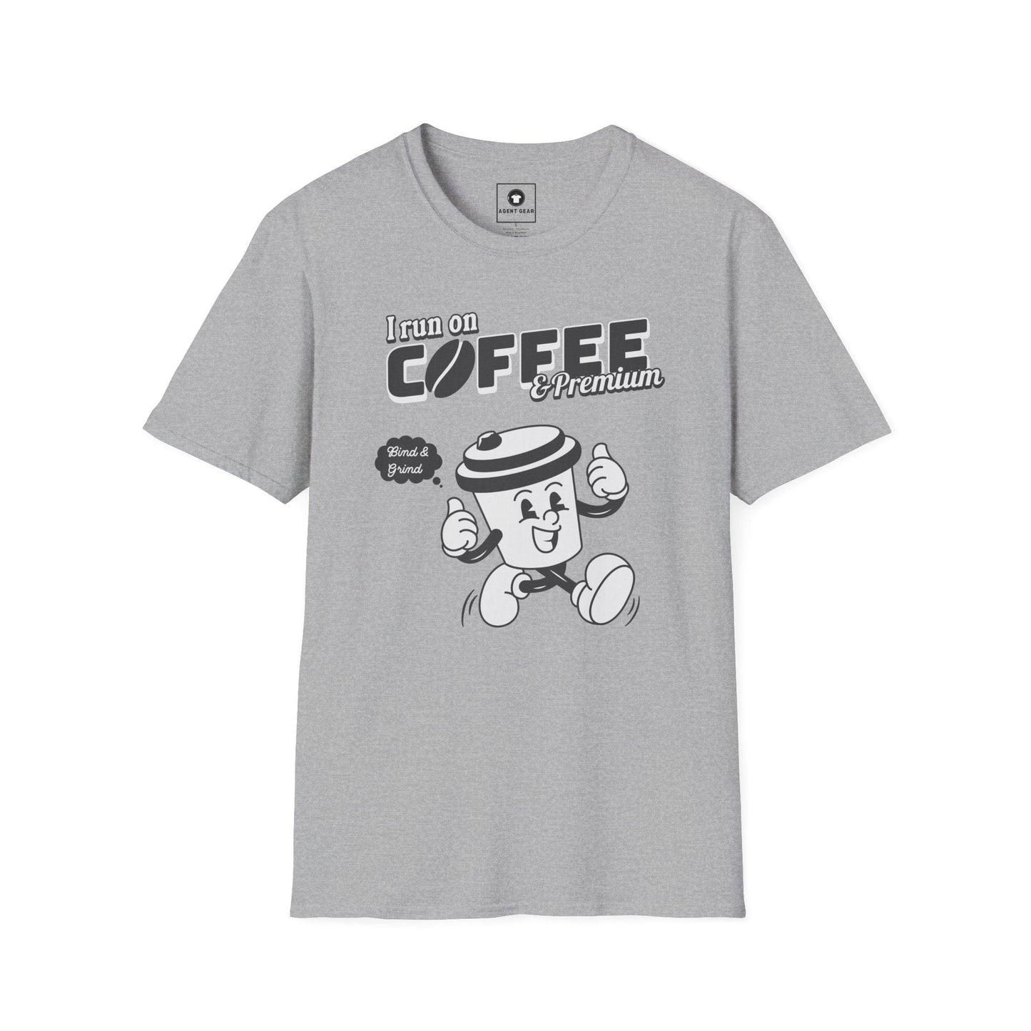 Printify T-Shirt XS / Sport Grey Insurance agents run on coffee and premium retro vintage t shirt soft heathered
