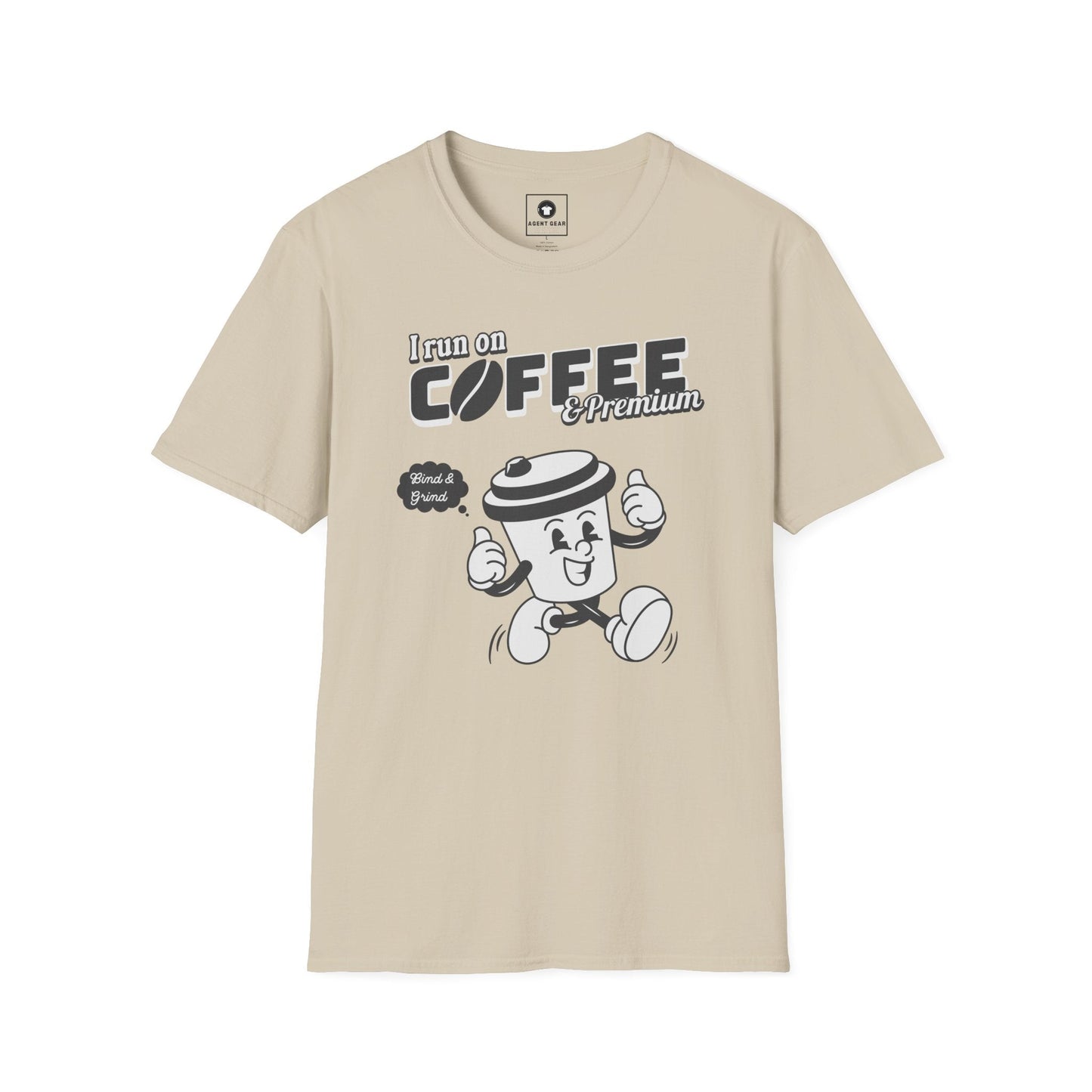 Printify T-Shirt S / Sand Insurance agents run on coffee and premium retro vintage t shirt soft heathered