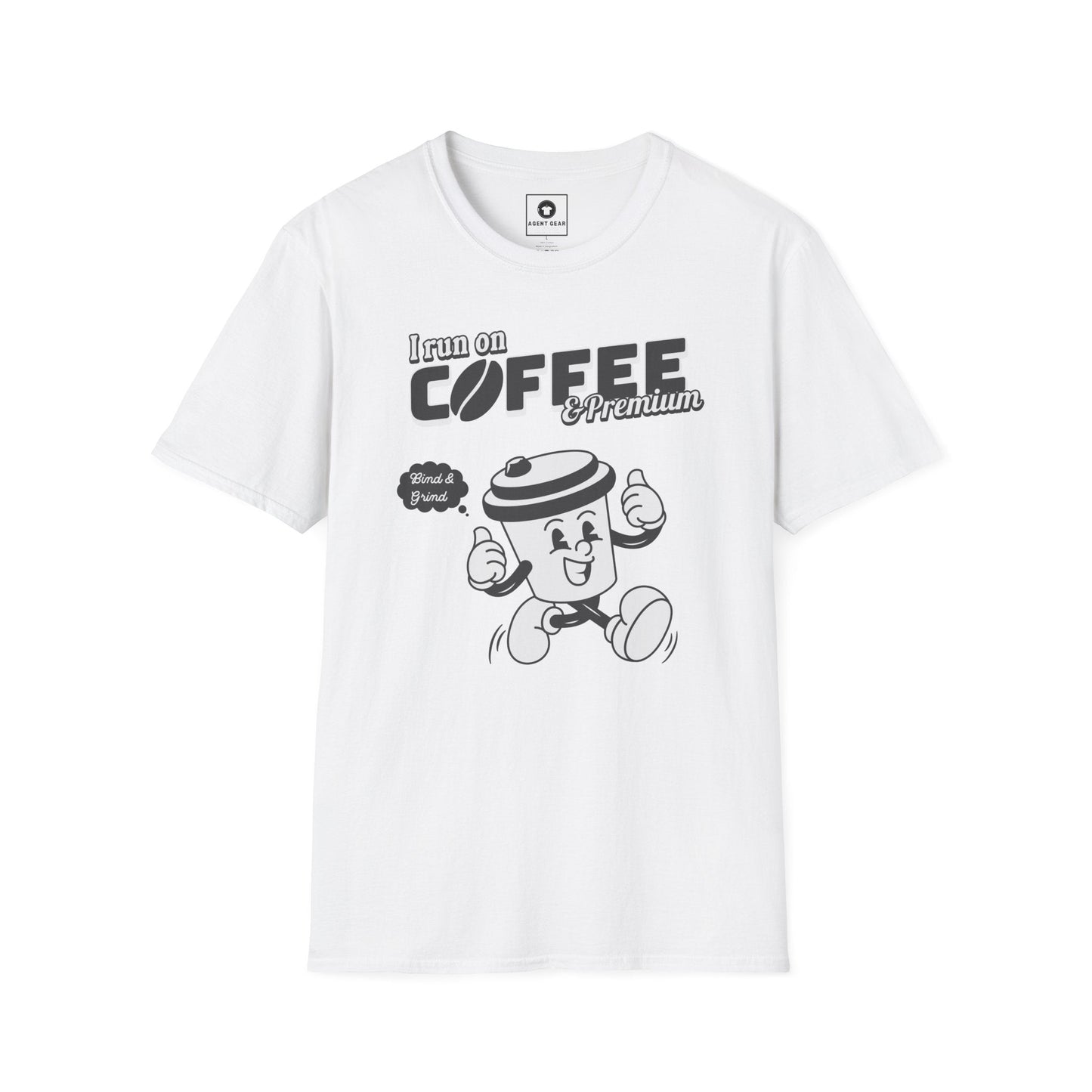 Printify T-Shirt XS / White Insurance agents run on coffee and premium retro vintage t shirt soft heathered