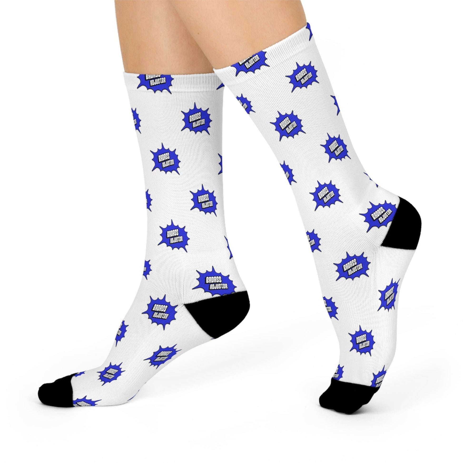 Printify All Over Prints White / One size / 3/4 Crew Bad Ass Adjuster Funny Cushioned Crew Socks