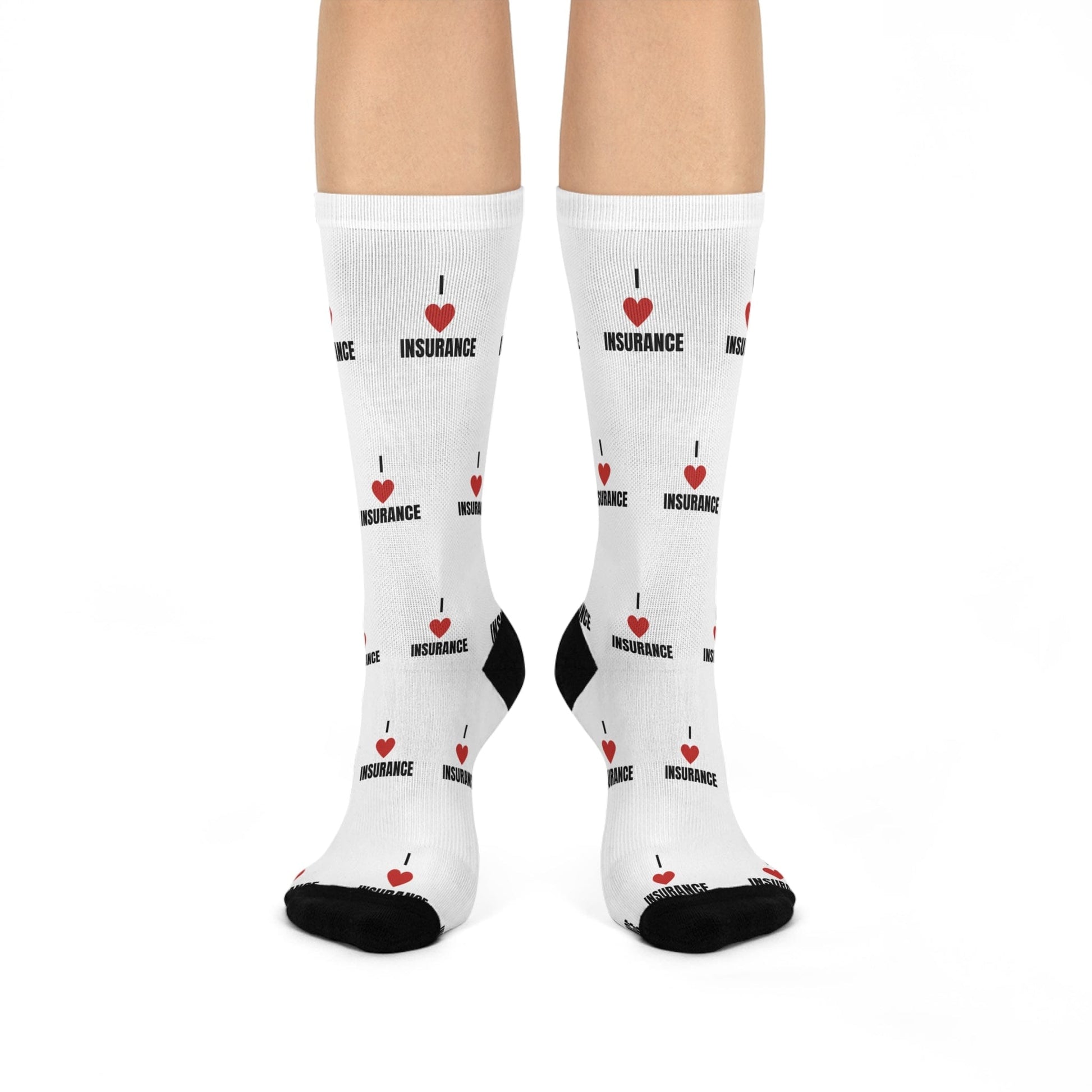 Printify All Over Prints White / One size / 3/4 Crew I Love Insurance Cushioned Crew Socks - Fun & Comfy Gift for Insurance Professionals