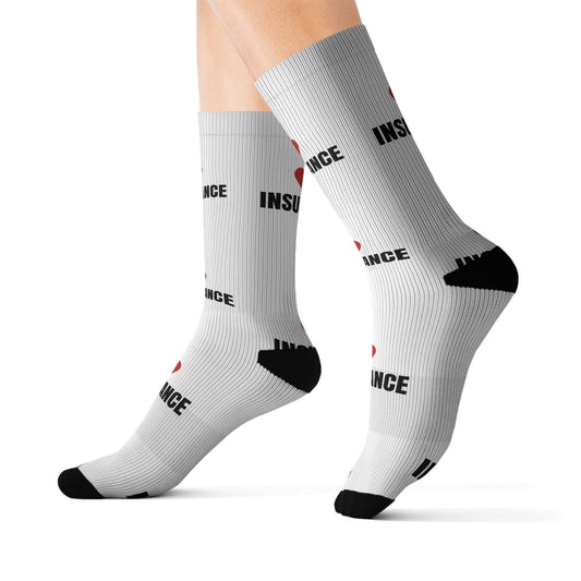 Printify All Over Prints M I love Insurance Sublimation Socks