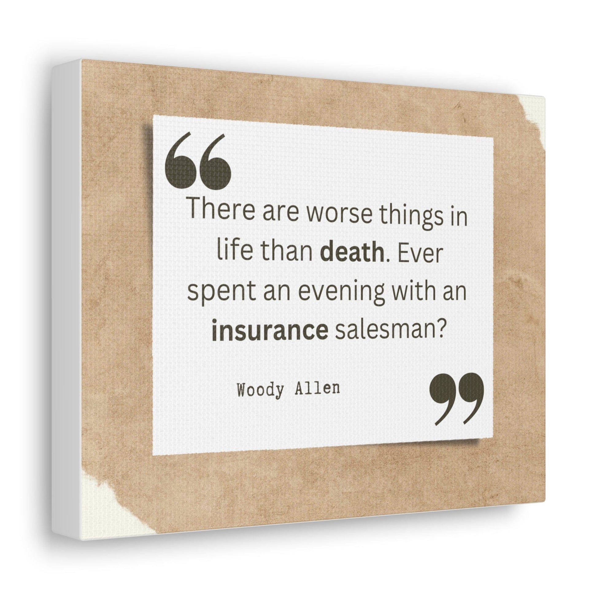 Printify Canvas There are worse things than death, insurance salesman Canvas Wall Art Gallery Wrap Funny Insurance Gift
