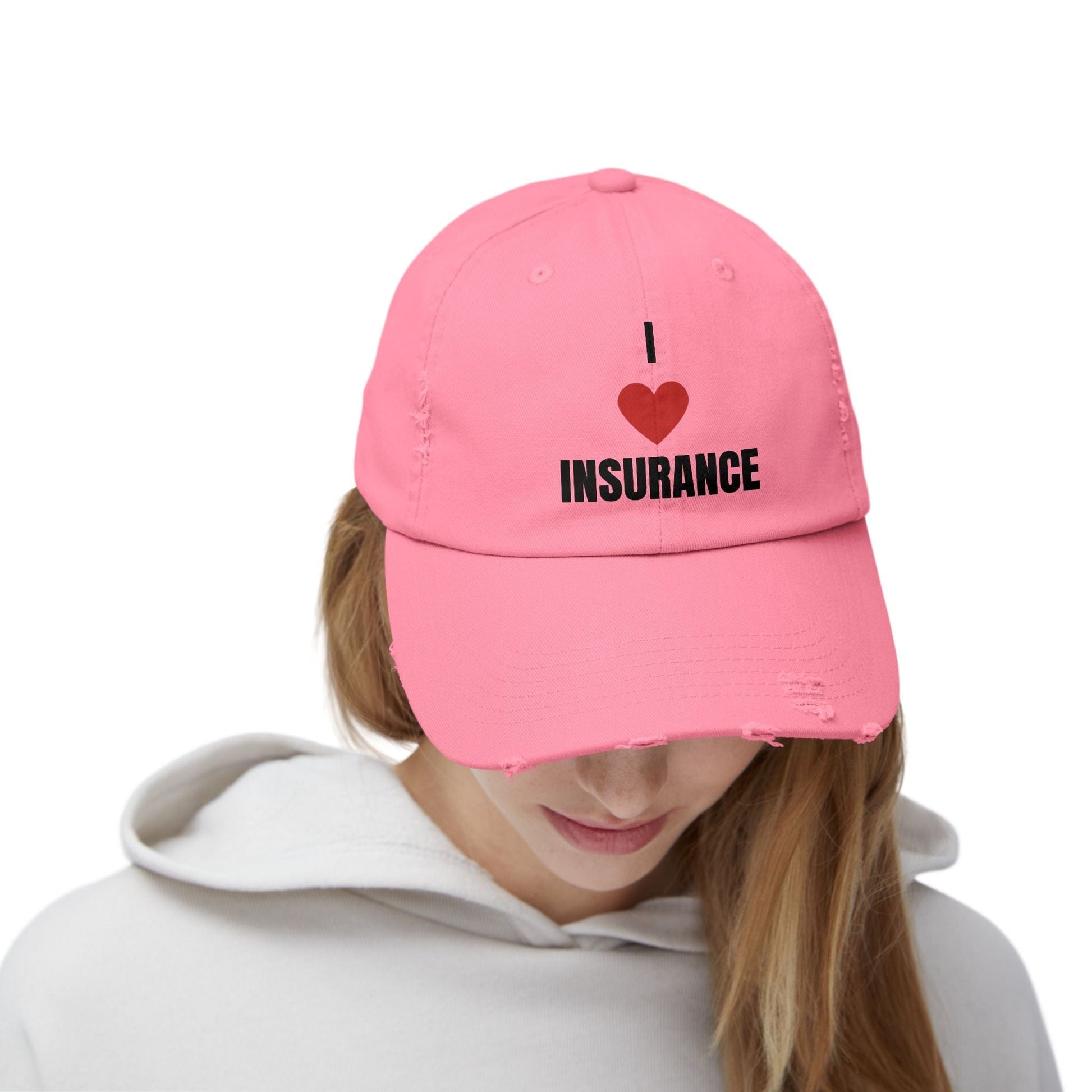 Printify Hats I love Insurance Unisex Distressed Cap