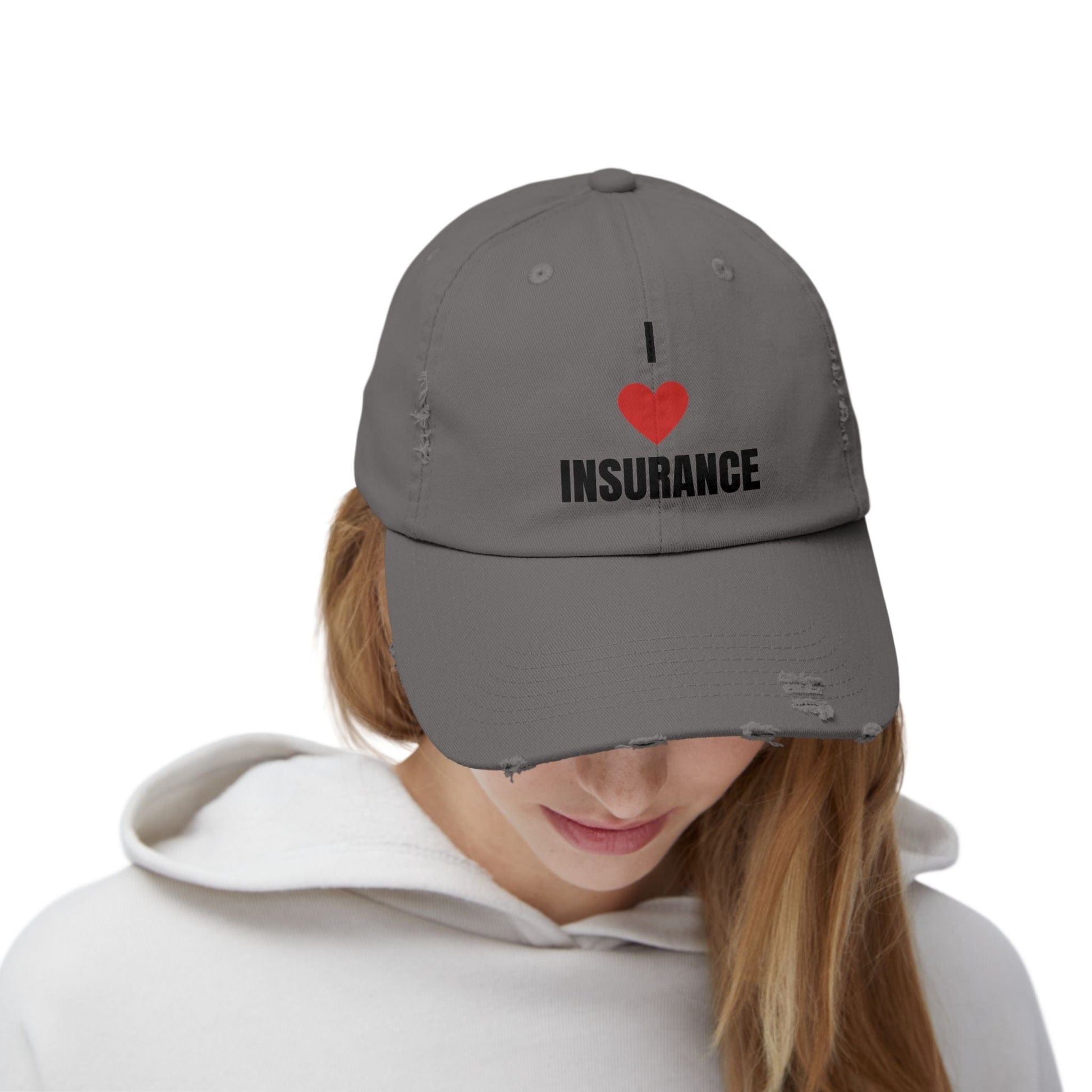 Printify Hats I love Insurance Unisex Distressed Cap