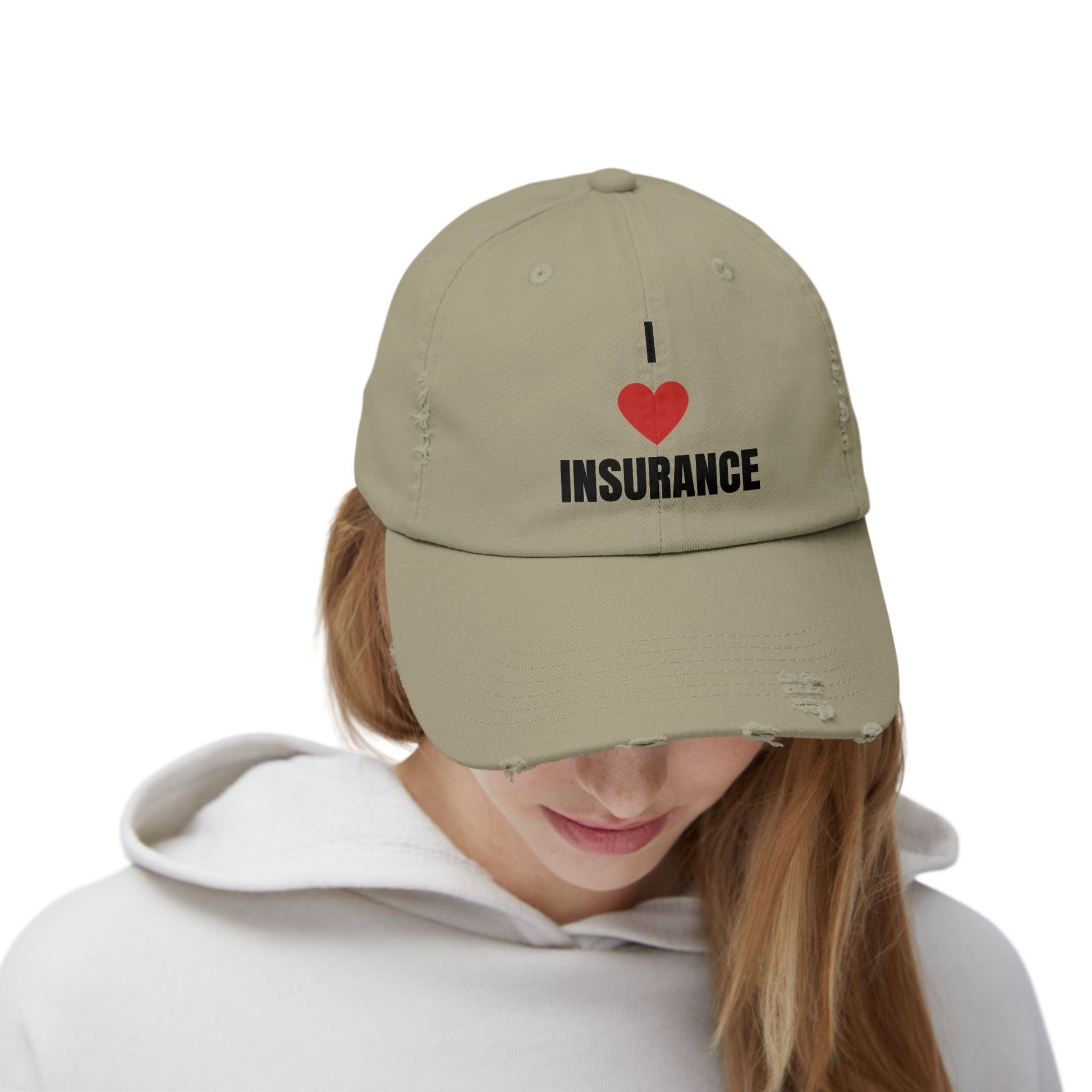 Printify Hats I love Insurance Unisex Distressed Cap