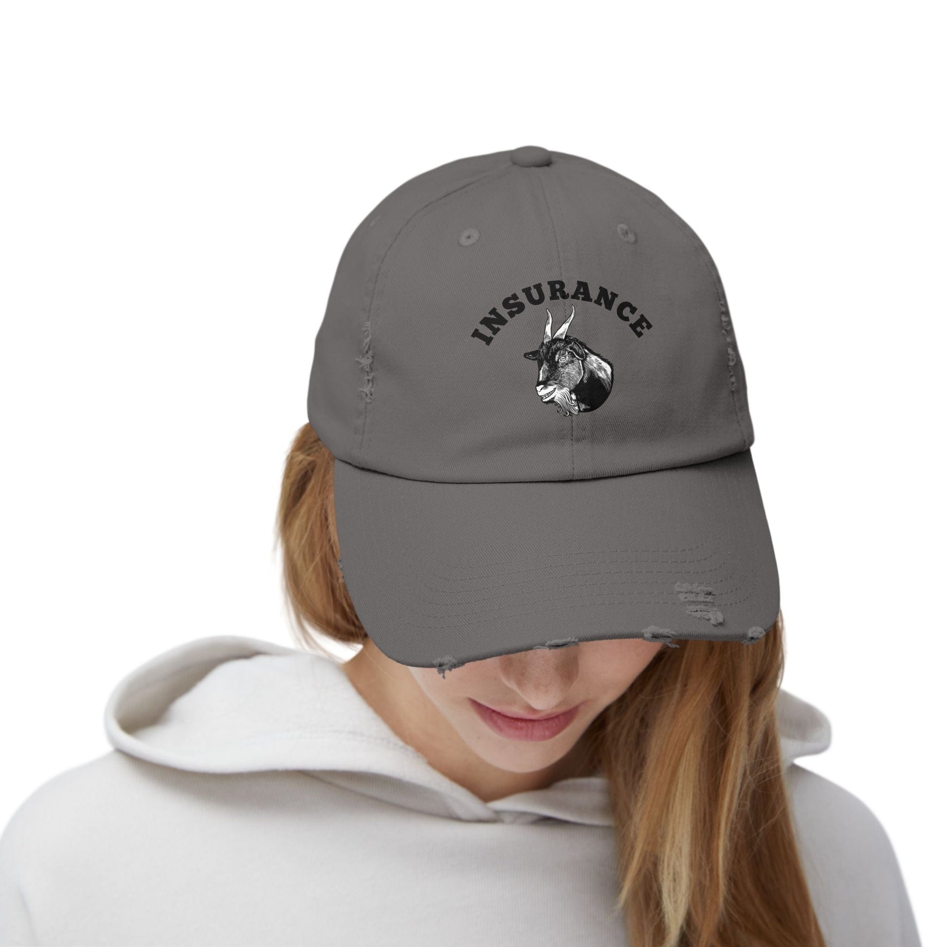 Printify Hats Insurance Goat Unisex Distressed Cap