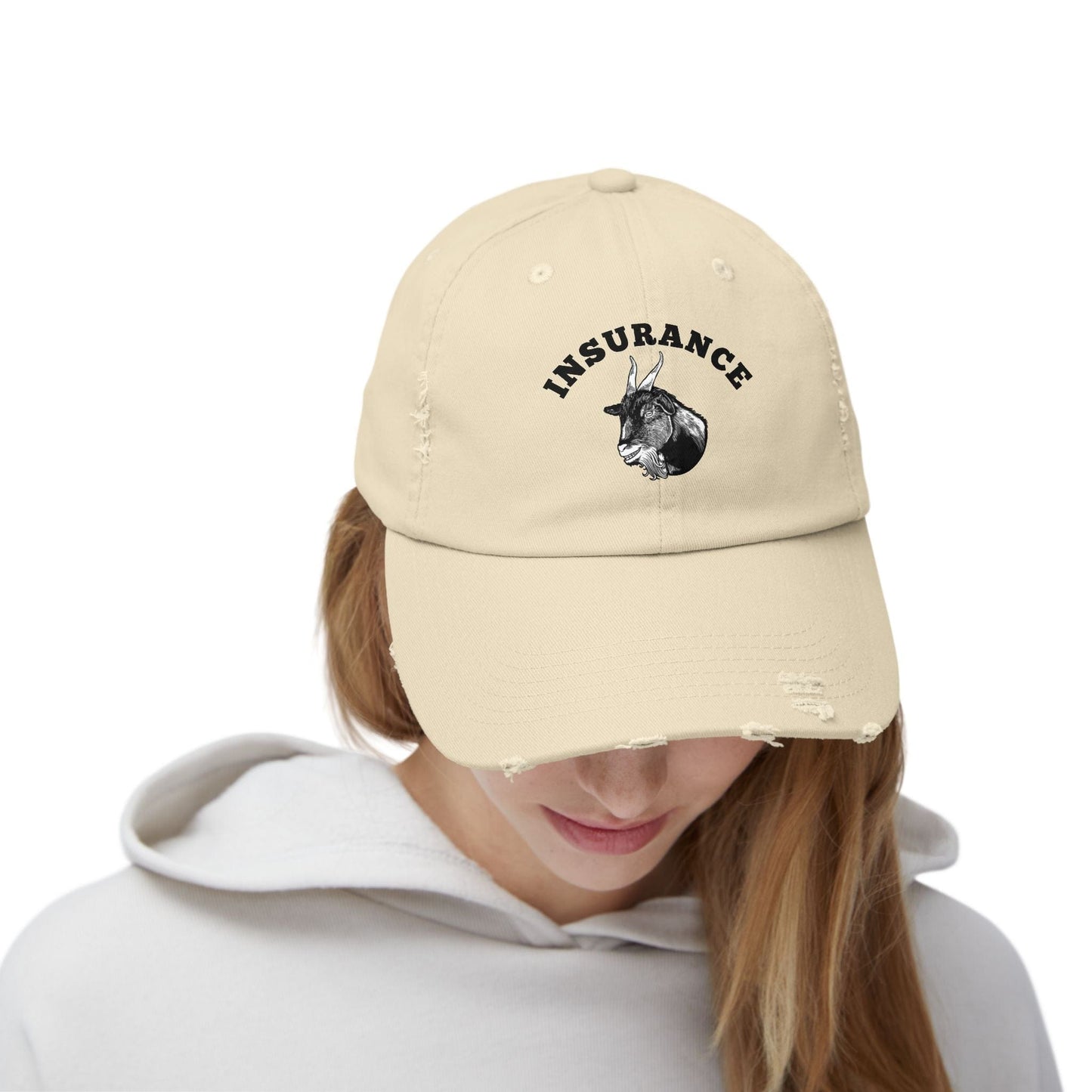 Printify Hats Insurance Goat Unisex Distressed Cap