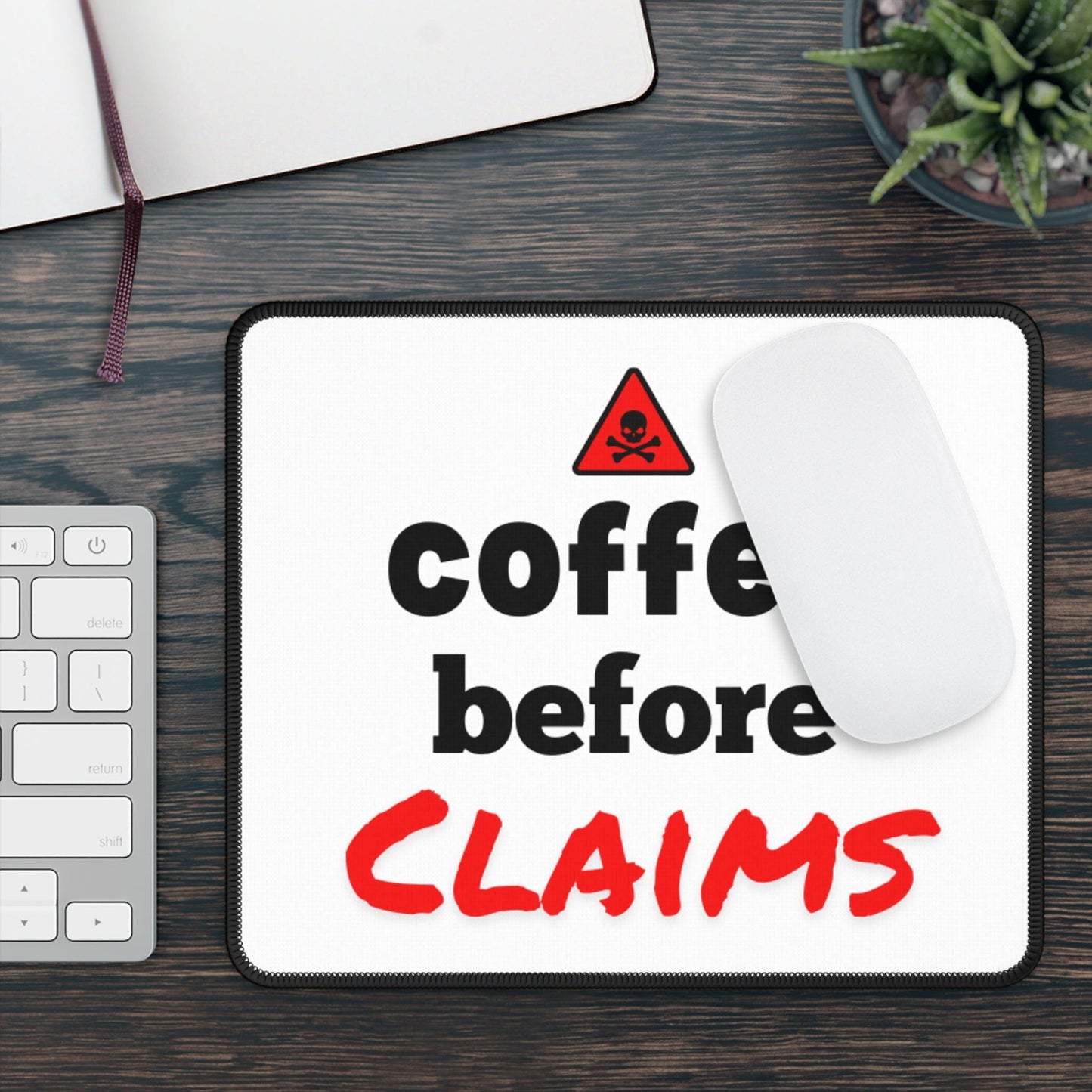 Printify Home Decor Rectangle / 9" × 7" Coffee before Claims Heavy Duty Office PC Mouse Pad
