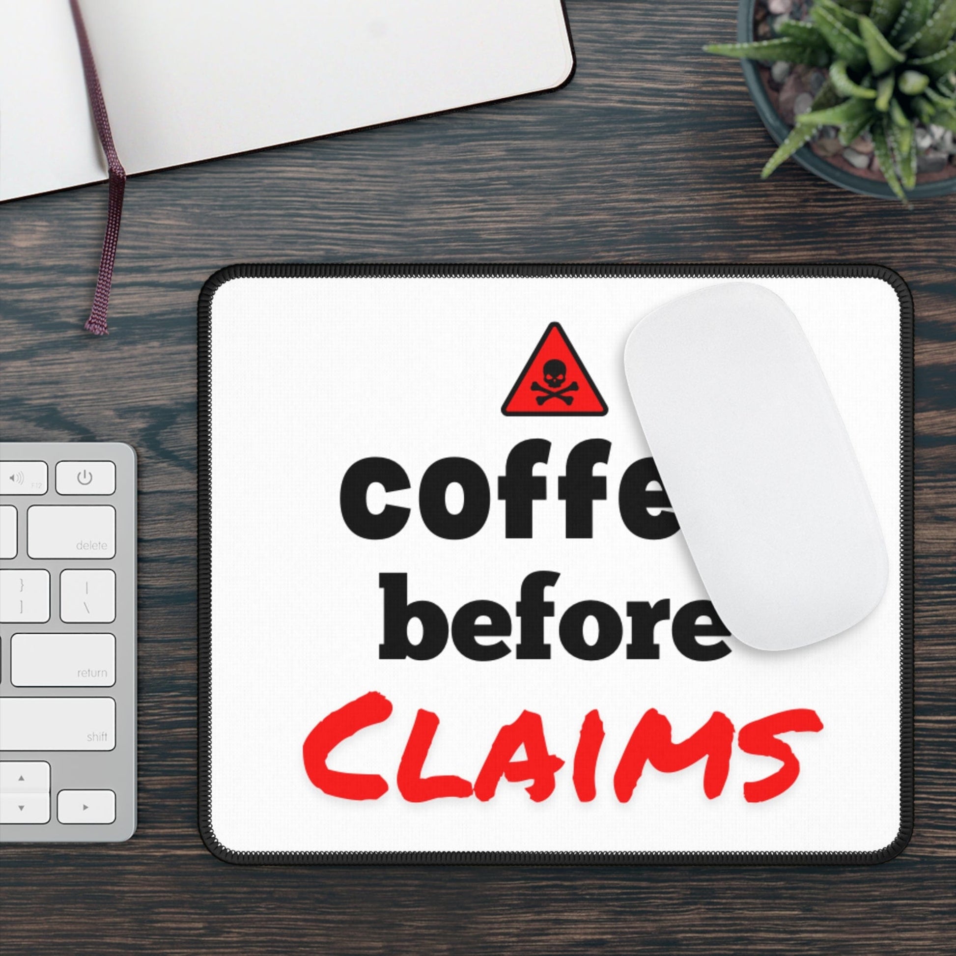 Printify Home Decor Rectangle / 9" × 7" Coffee before Claims Heavy Duty Office PC Mouse Pad