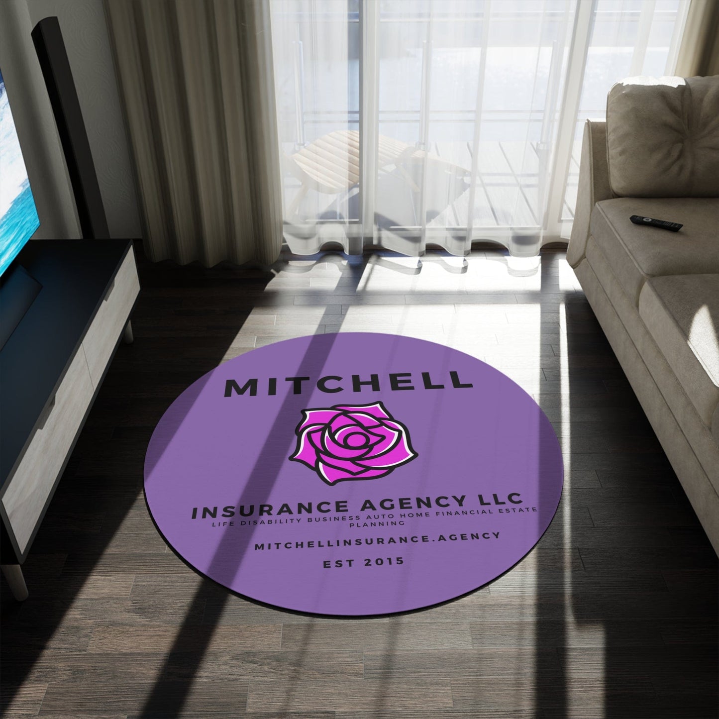 Printify Home Decor Light Purple Custom Agency Logo Rug Personalized 60 Inch Round