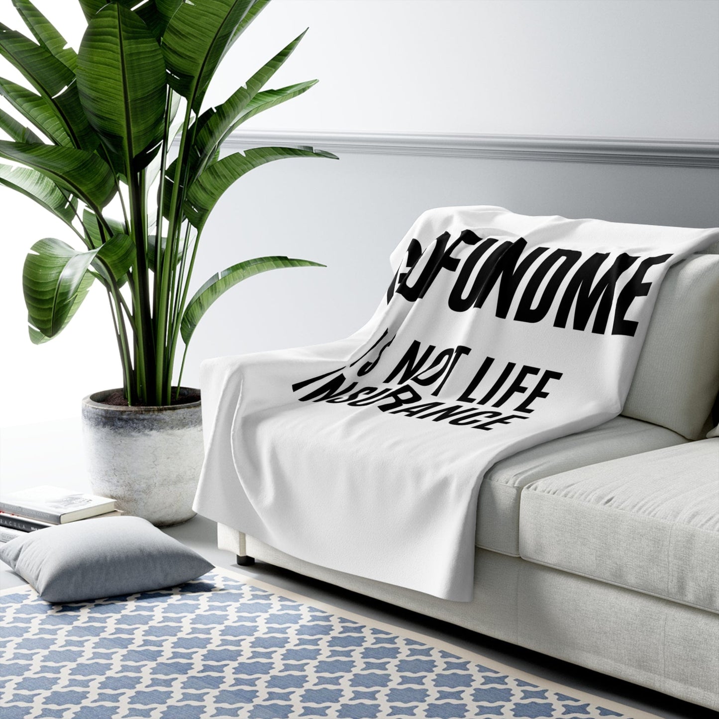 Printify Home Decor 50" × 60" Go Fund Me is not Life Insurance Sherpa Fleece Blanket Heavyweight 50x60