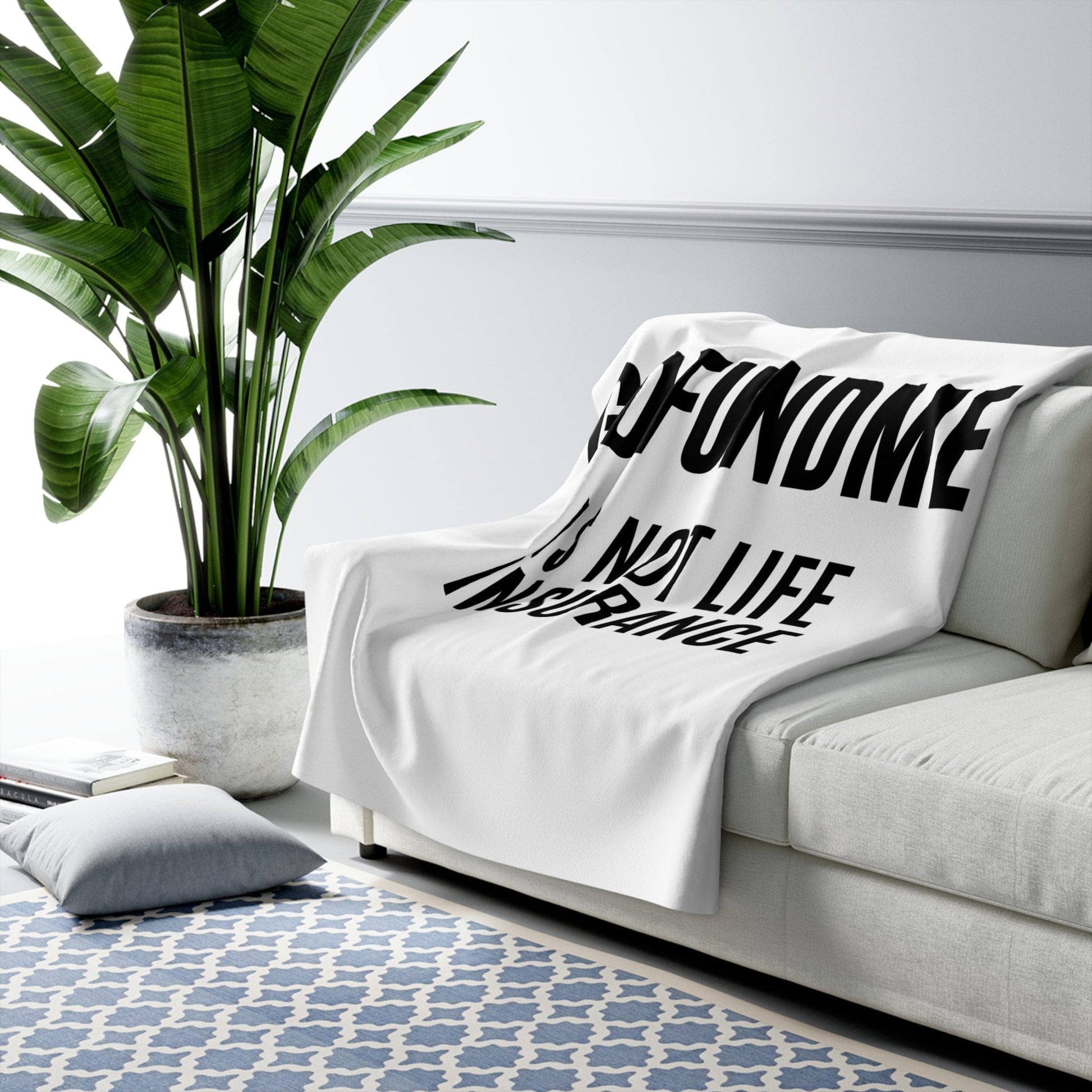 Printify Home Decor 50" × 60" Go Fund Me is not Life Insurance Sherpa Fleece Blanket Heavyweight 50x60